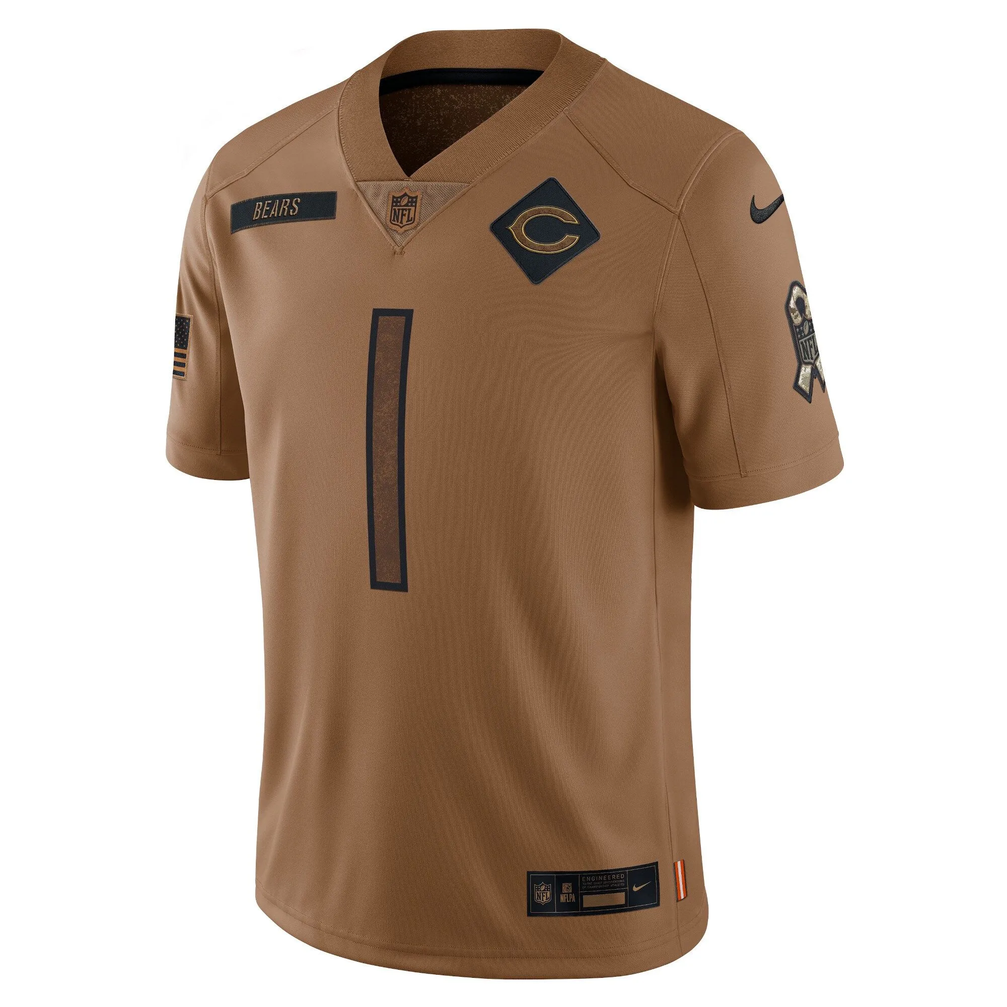 Justin Fields Chicago Bears  2023 Salute To Service Limited Jersey - Brown