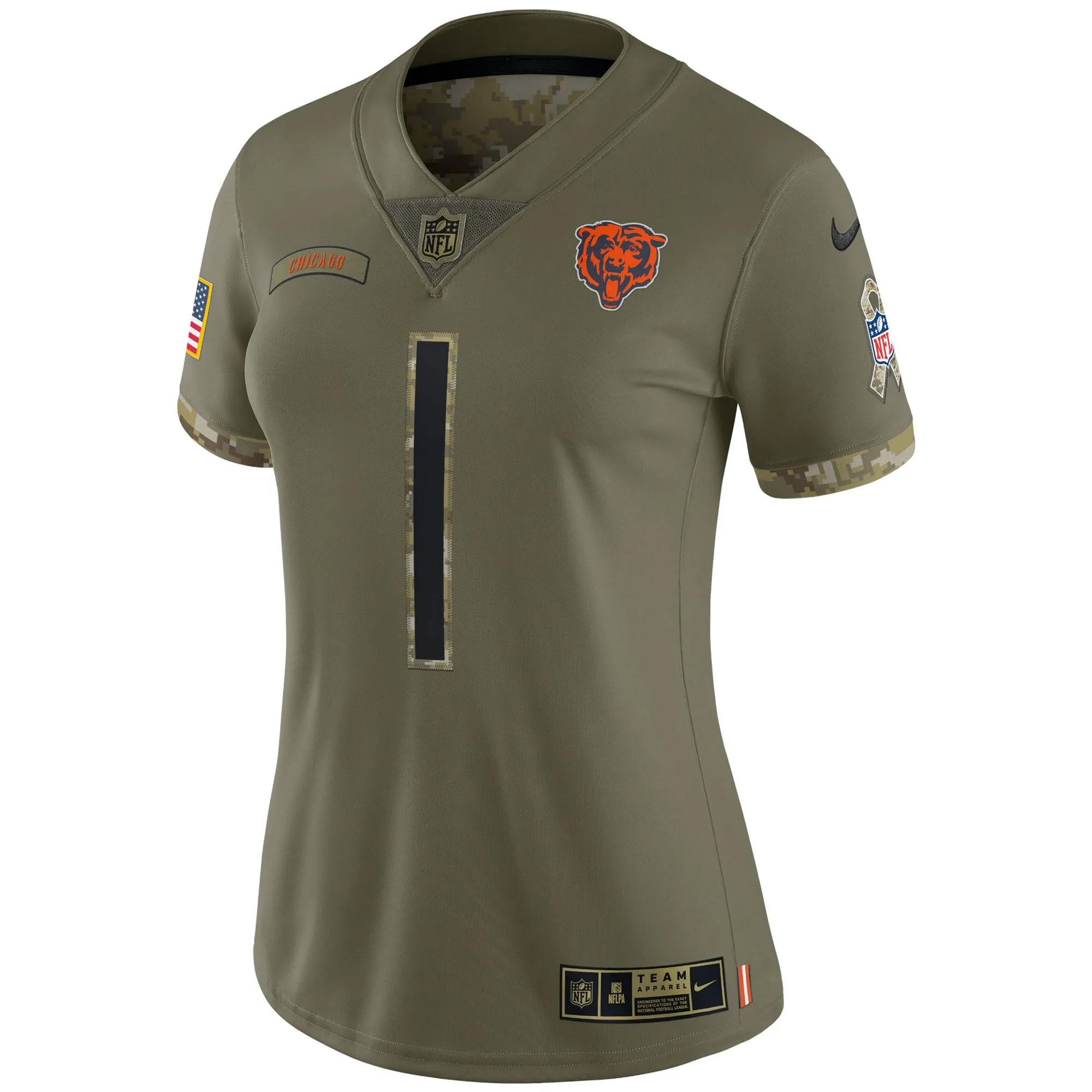 Justin Fields Chicago Bears  Women's 2022 Salute To Service Limited Jersey - Olive