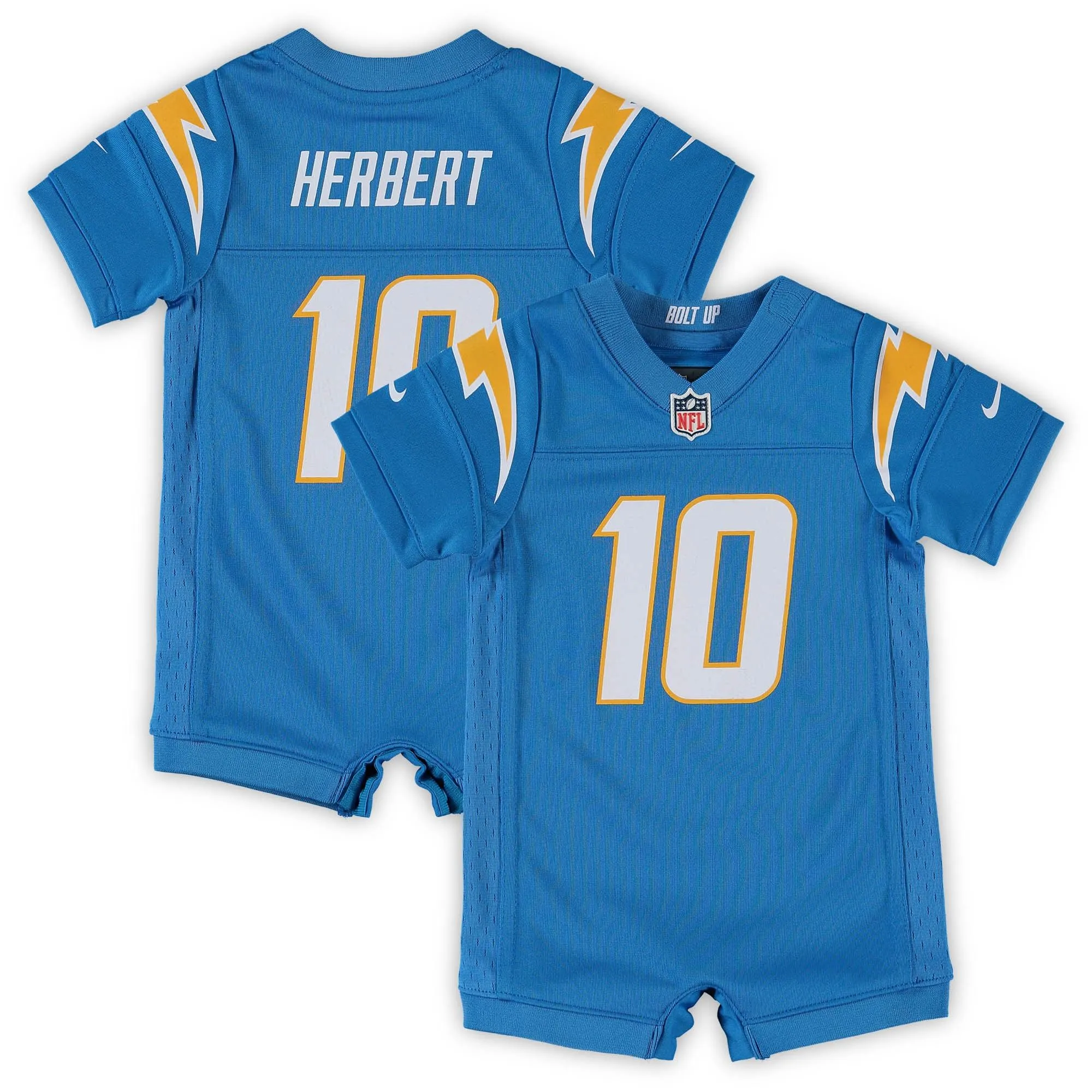 Justin Herbert Los Angeles Chargers  Infant Game Romper Jersey - Powder Blue