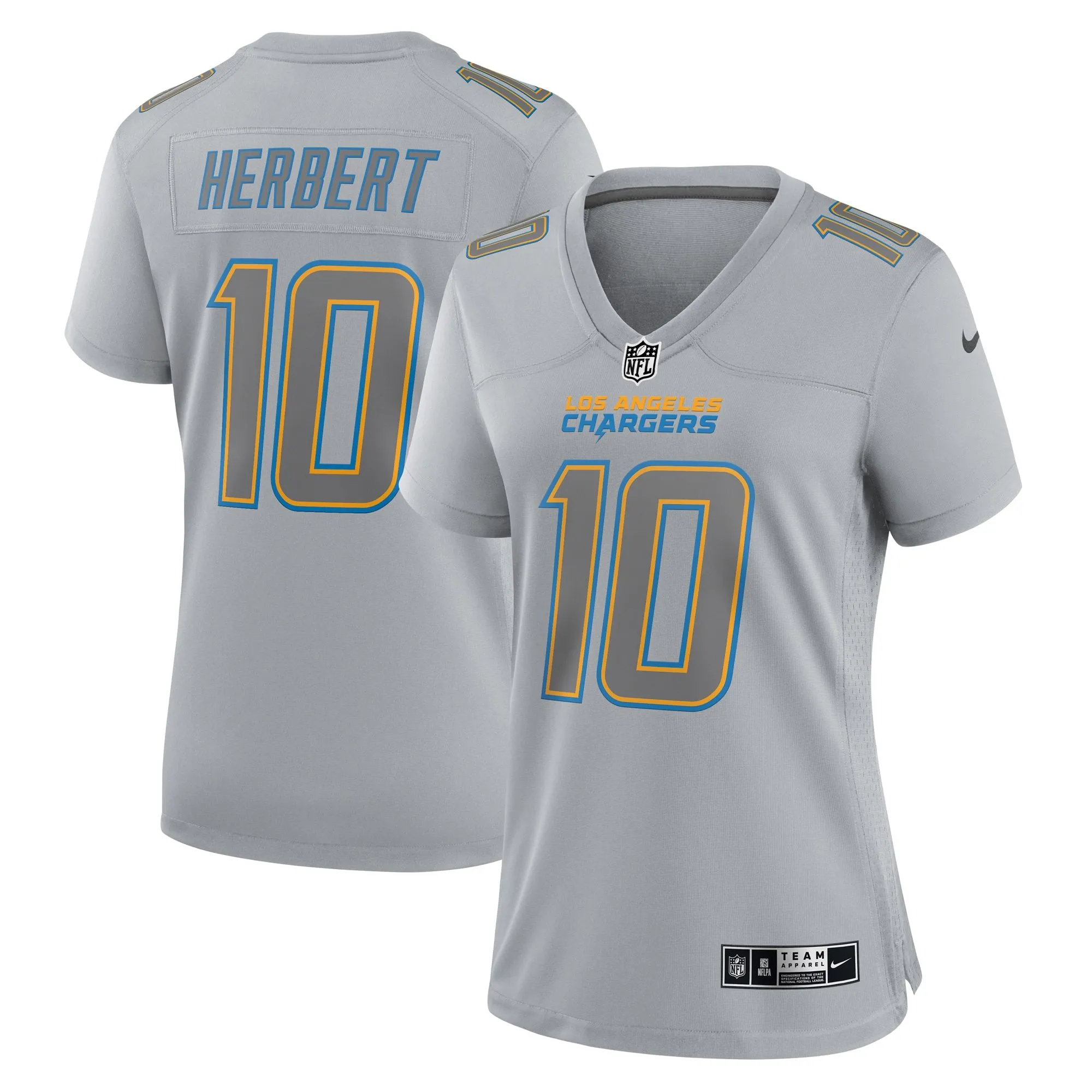 Justin Herbert Los Angeles Chargers  Women's Atmosphere Fashion Game Jersey - Gray