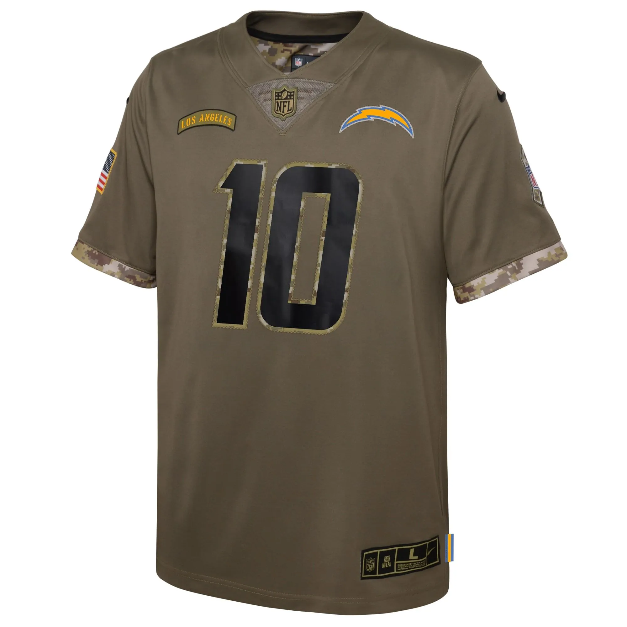 Justin Herbert Los Angeles Chargers  Youth 2022 Salute To Service Player Limited Jersey - Olive