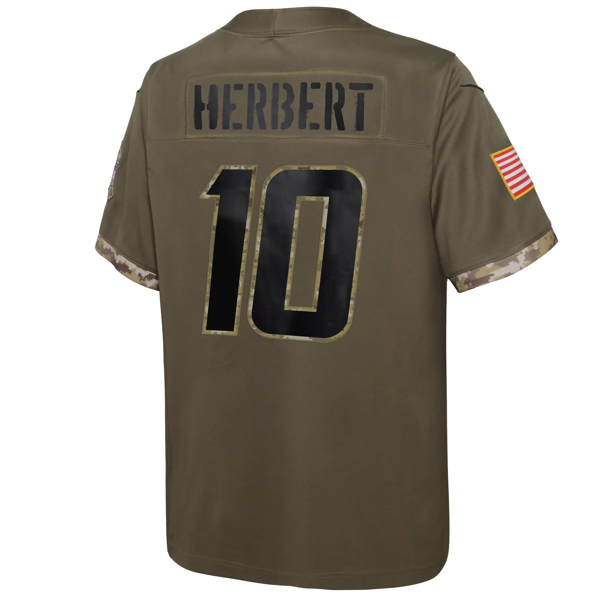 Justin Herbert Los Angeles Chargers  Youth 2022 Salute To Service Player Limited Jersey - Olive