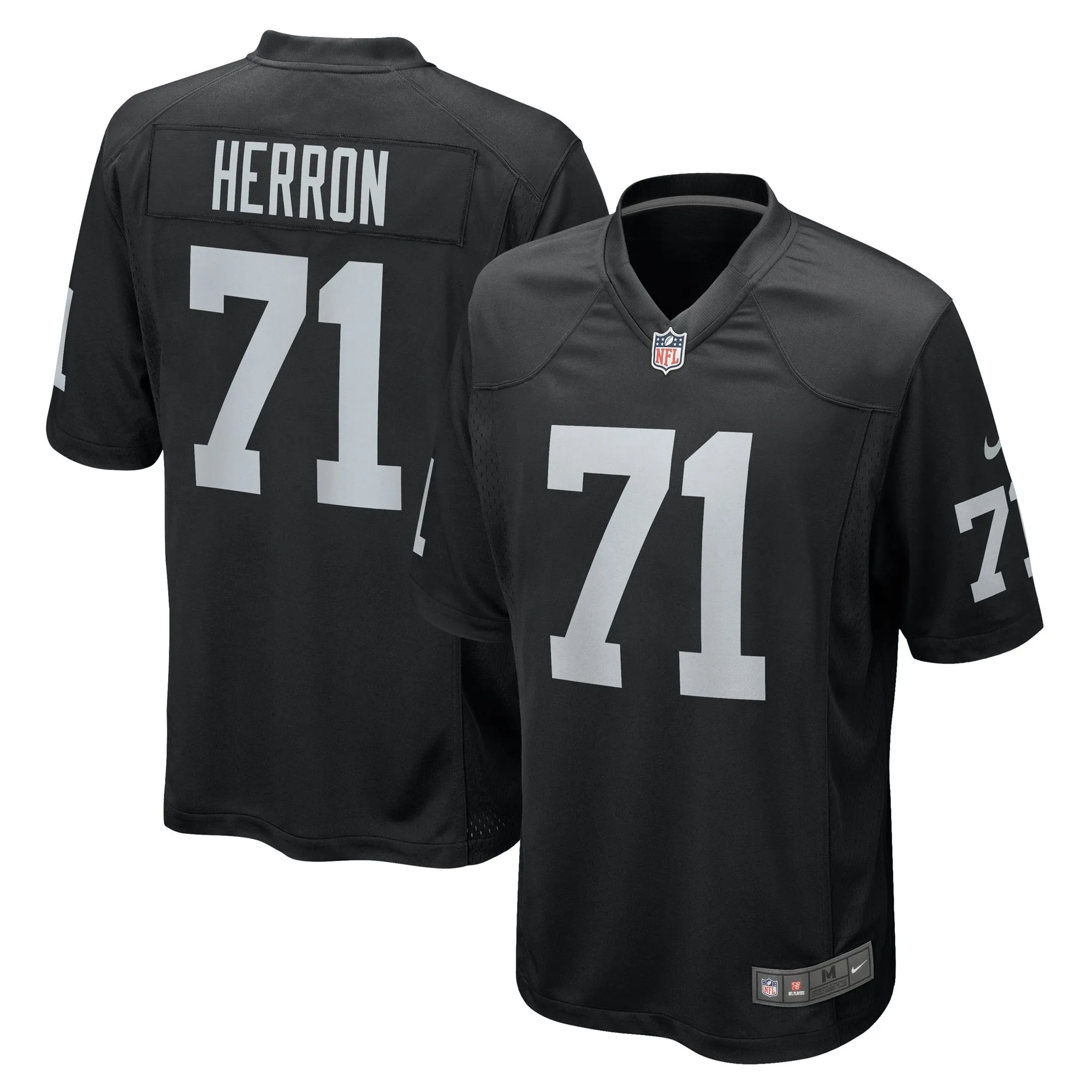 Justin Herron Las Vegas Raiders  Team Game Jersey -  Black