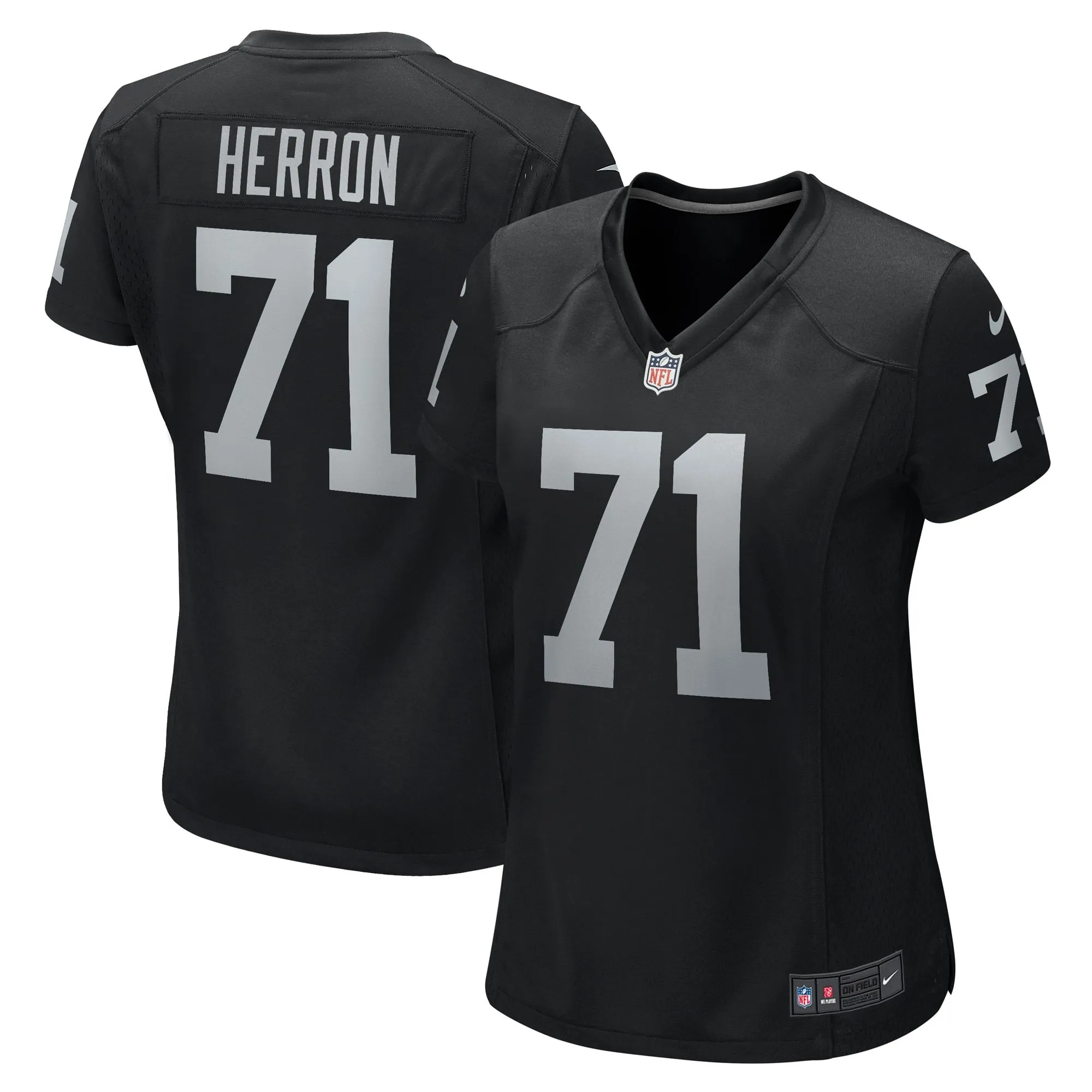 Justin Herron Las Vegas Raiders  Women's Team Game Jersey -  Black