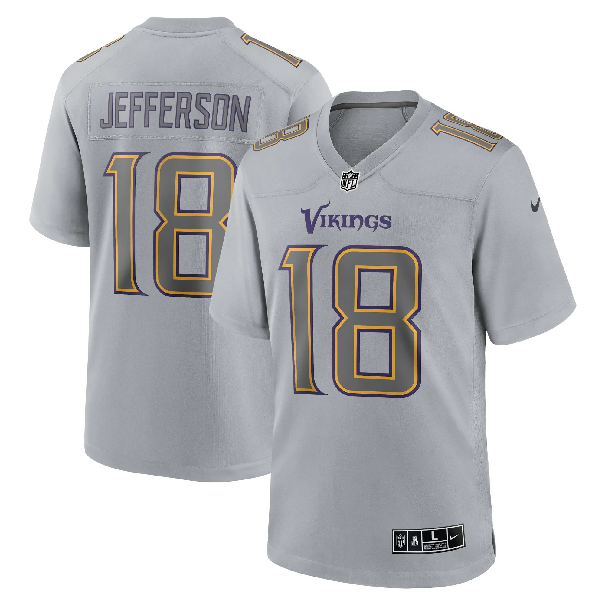 Justin Jefferson Minnesota Vikings  Atmosphere Fashion Game Jersey - Gray