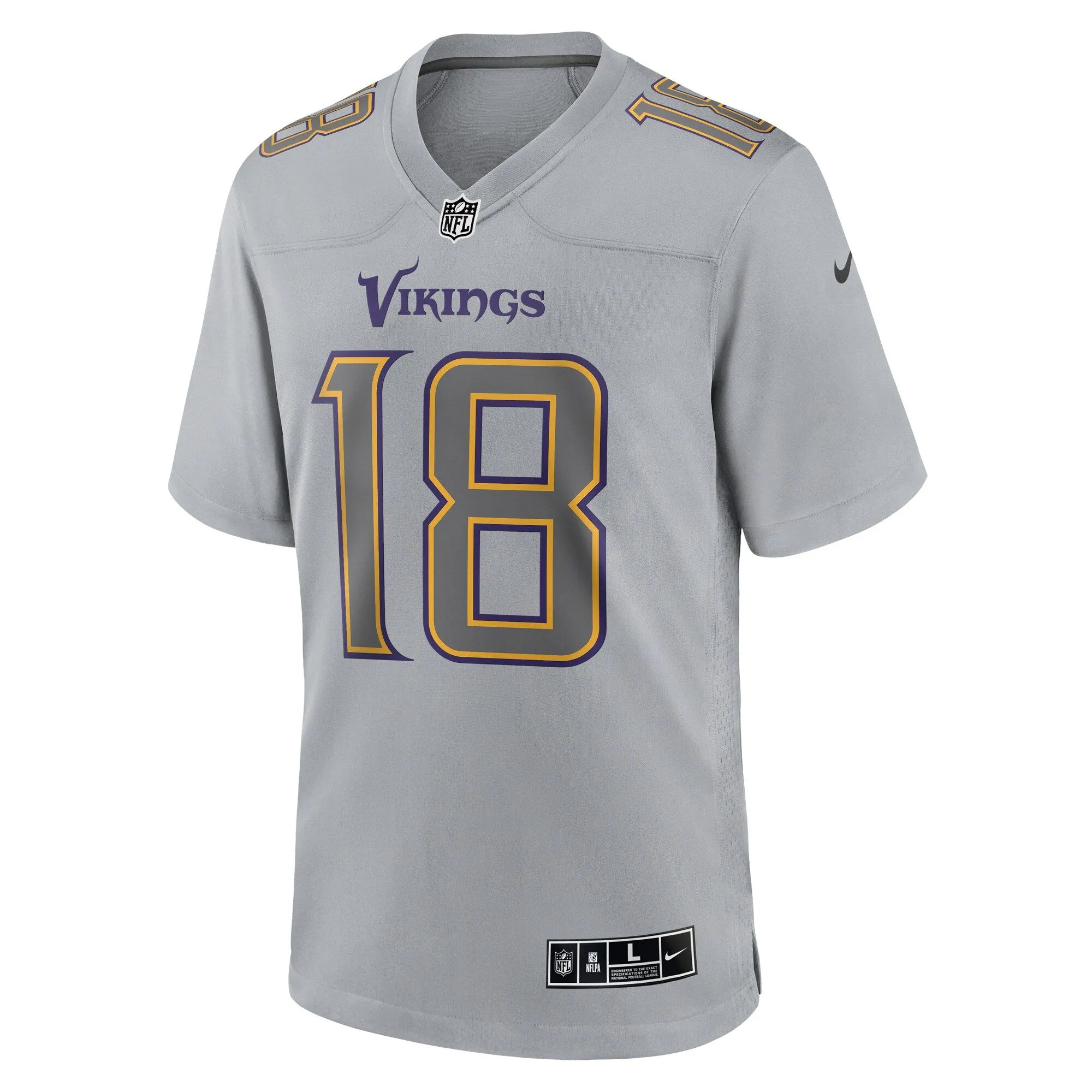 Justin Jefferson Minnesota Vikings  Atmosphere Fashion Game Jersey - Gray