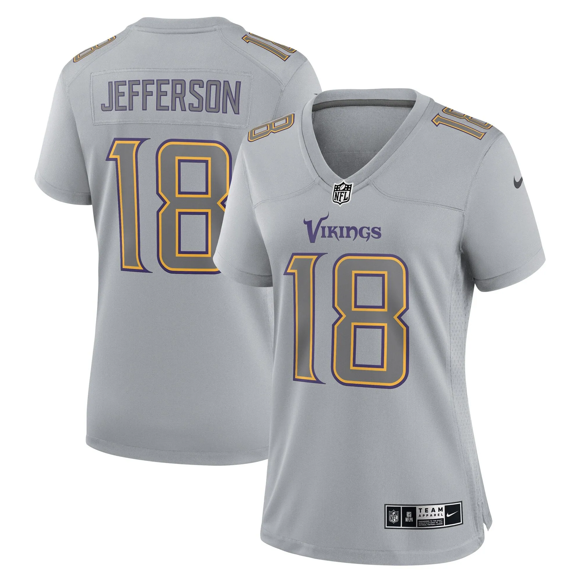 Justin Jefferson Minnesota Vikings  Women's Atmosphere Fashion Game Jersey - Gray