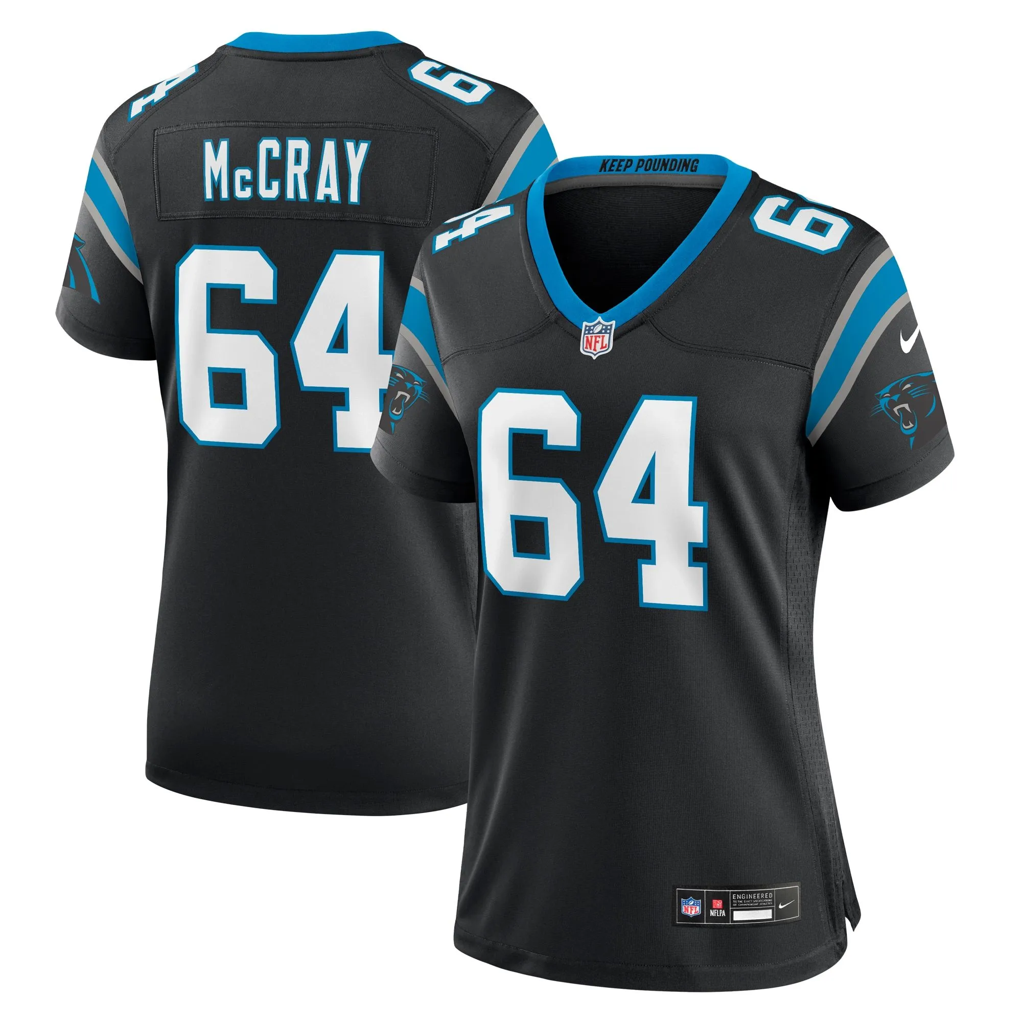 Justin McCray Carolina Panthers  Women's Team Game Jersey - Black