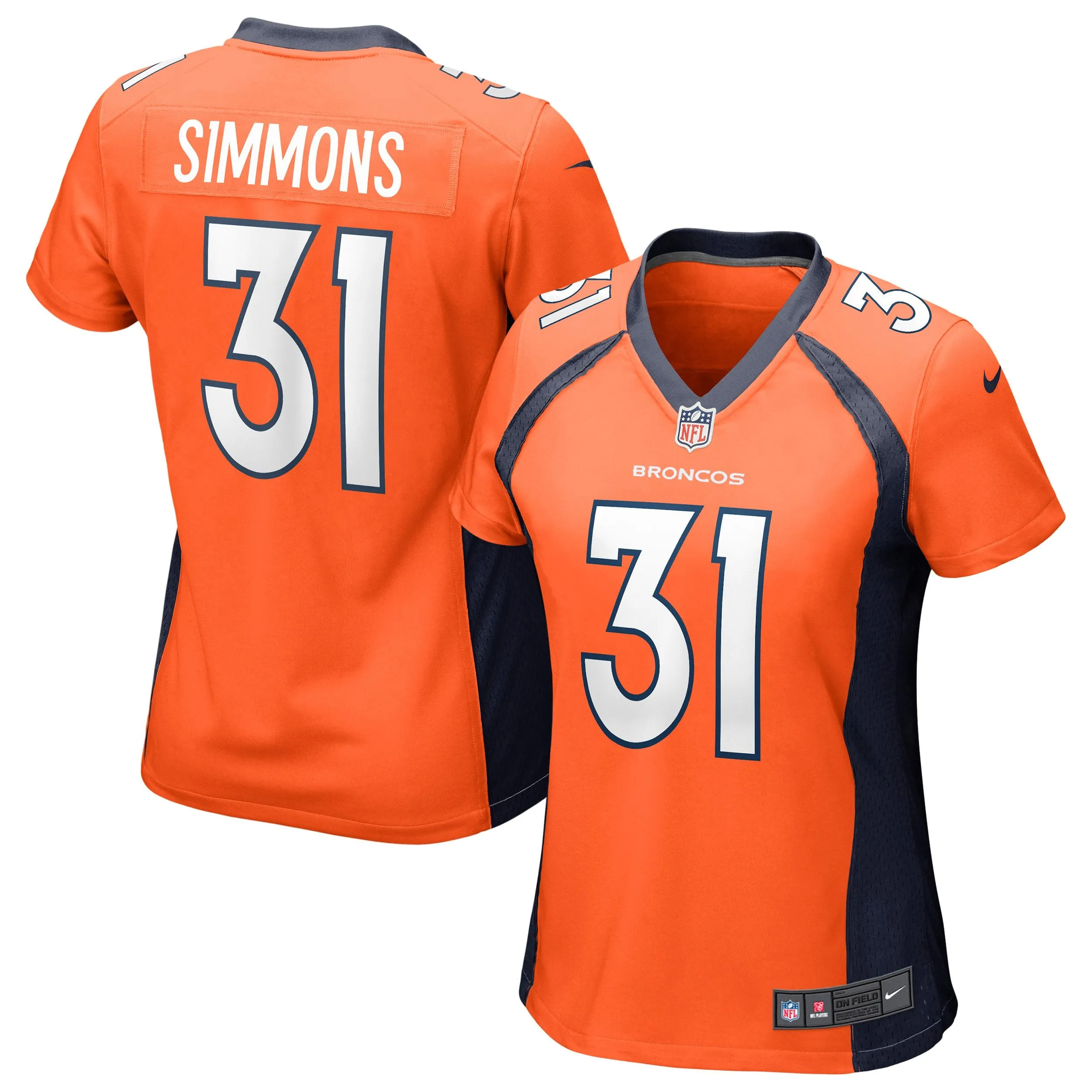 Justin Simmons Denver Broncos  Women's Game Jersey - Orange