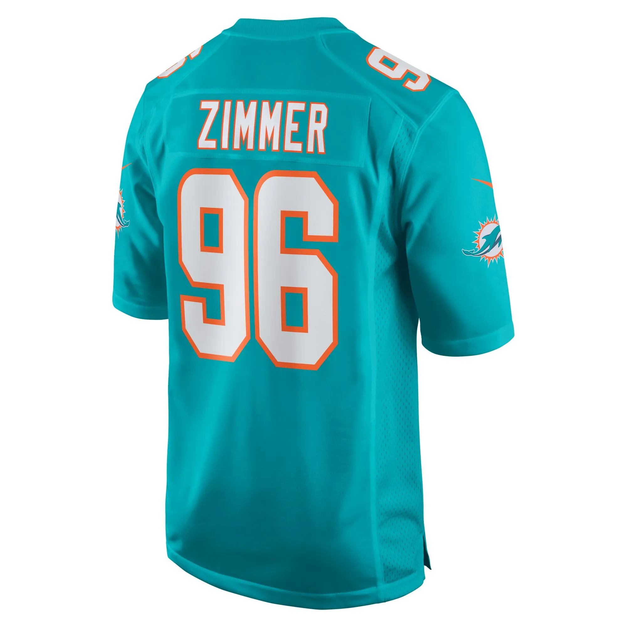 Justin Zimmer Miami Dolphins  Home Game Player Jersey - Aqua