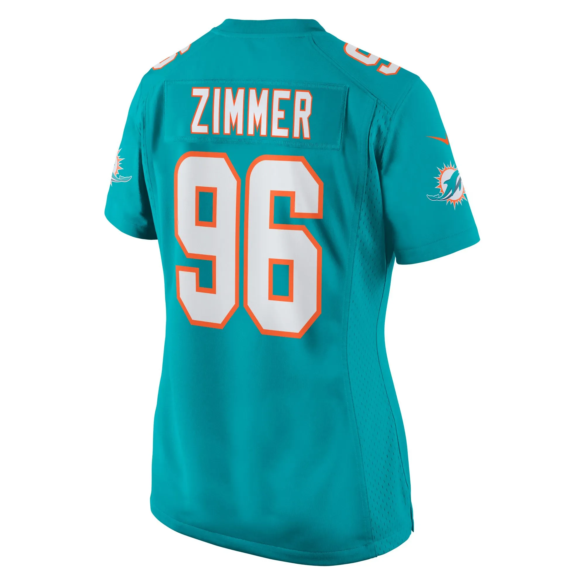 Justin Zimmer Miami Dolphins  Women's Home Game Player Jersey - Aqua