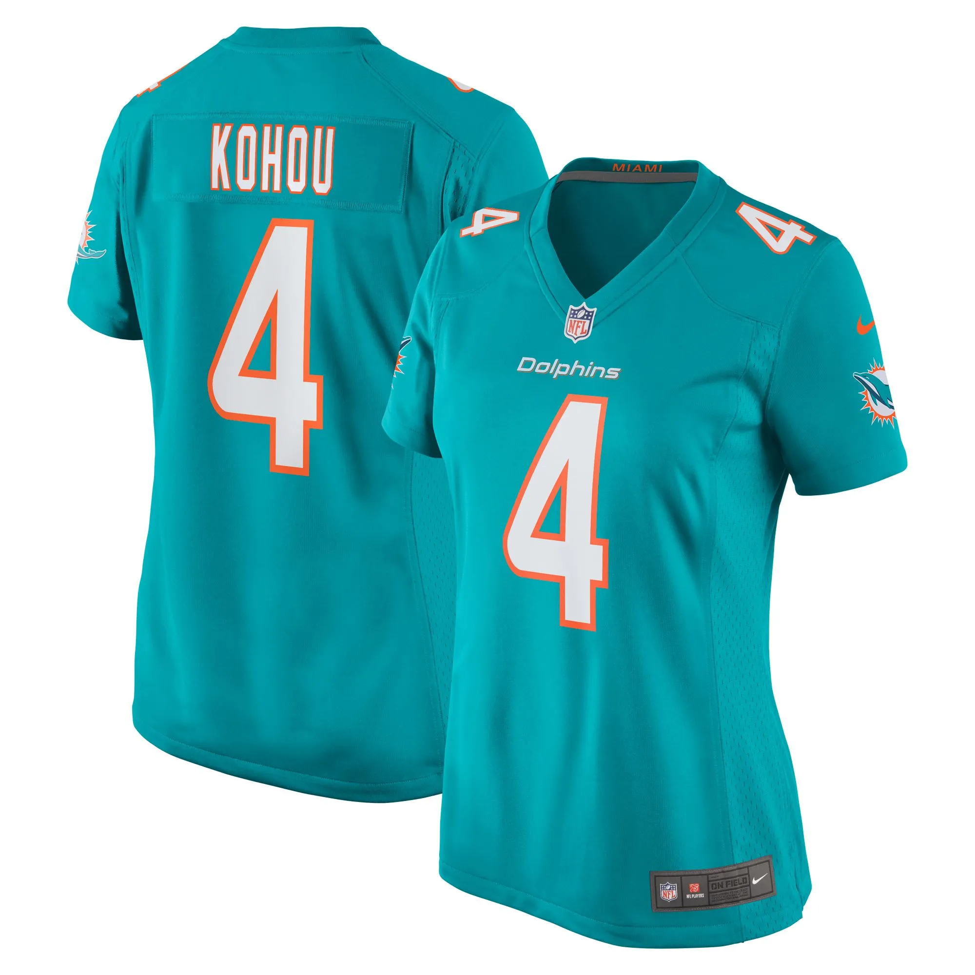 Kader Kohou Miami Dolphins  Women's Game Player Jersey - Aqua