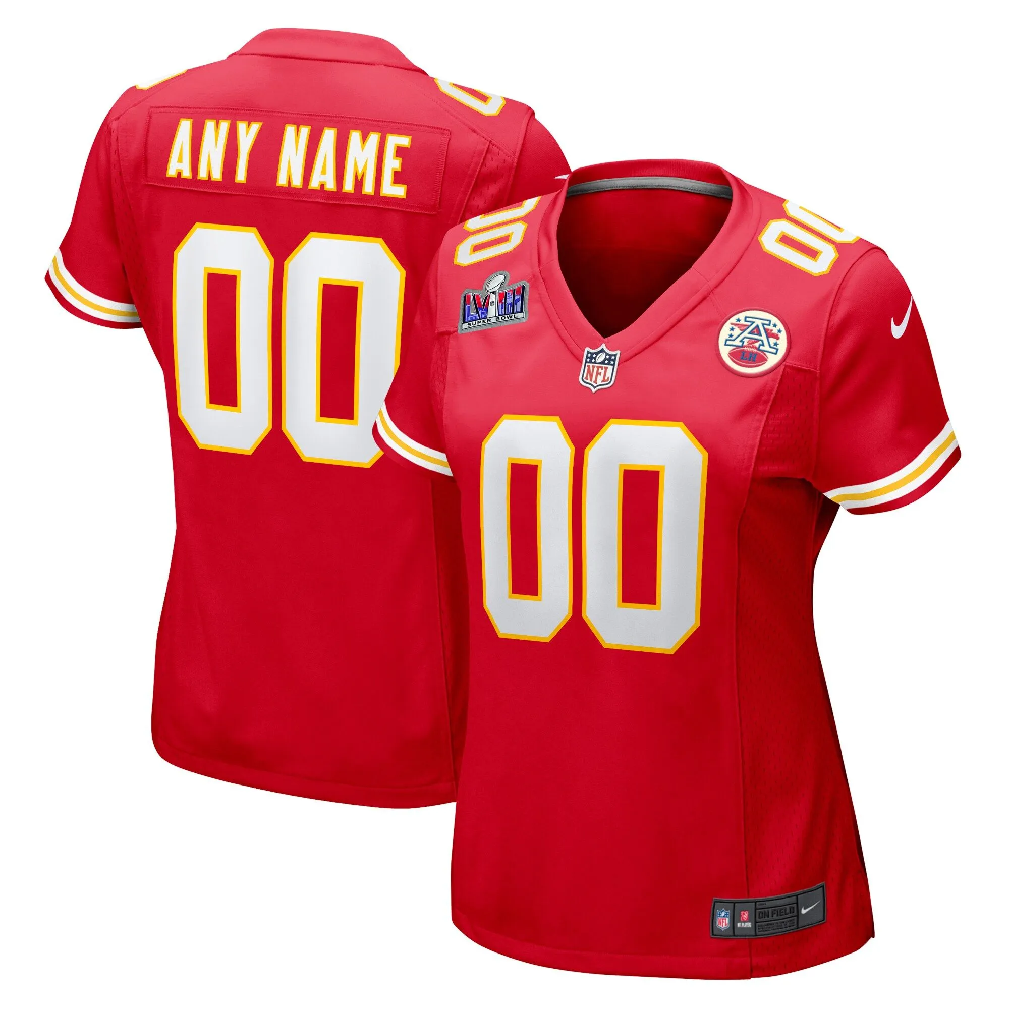 Kansas City Chiefs  Women's Super Bowl LVIII Patch Custom Game Jersey - Red