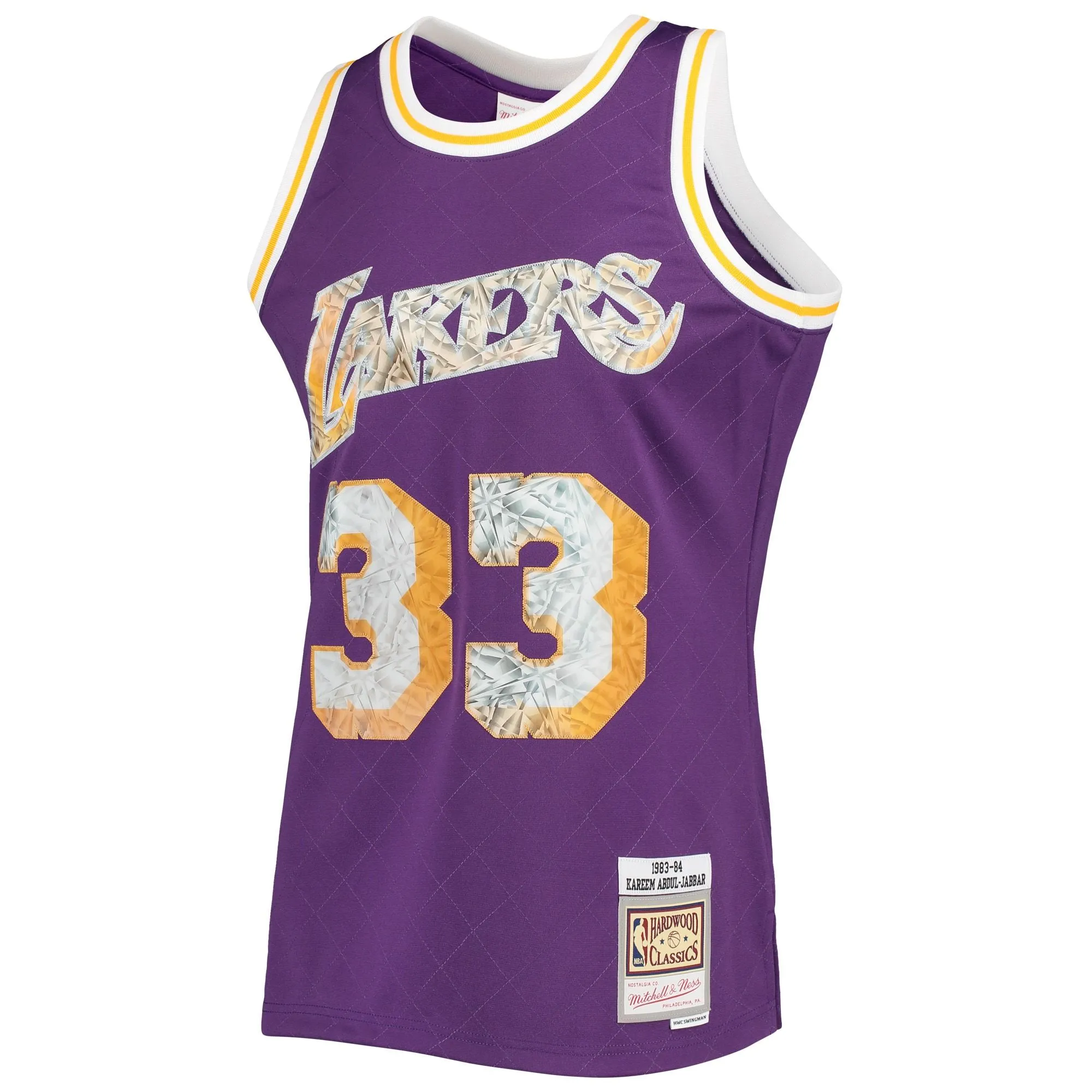 Kareem Abdul-Jabbar Los Angeles Lakers Mitchell & Ness 1996-97 Hardwood Classics NBA 75th Anniversary Diamond Swingman Jersey - Purple