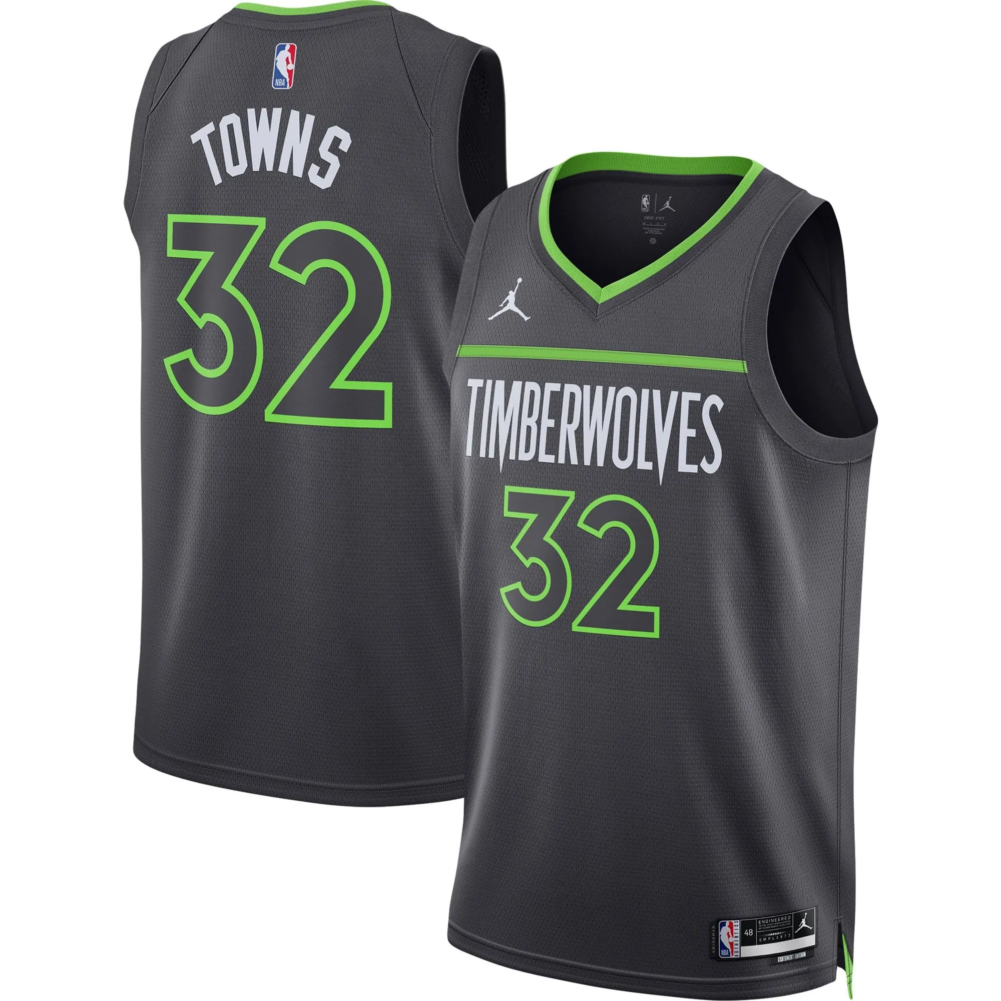 Karl-Anthony Towns Minnesota Timberwolves Jordan Brand Unisex Swingman Jersey - Statement Edition - Charcoal