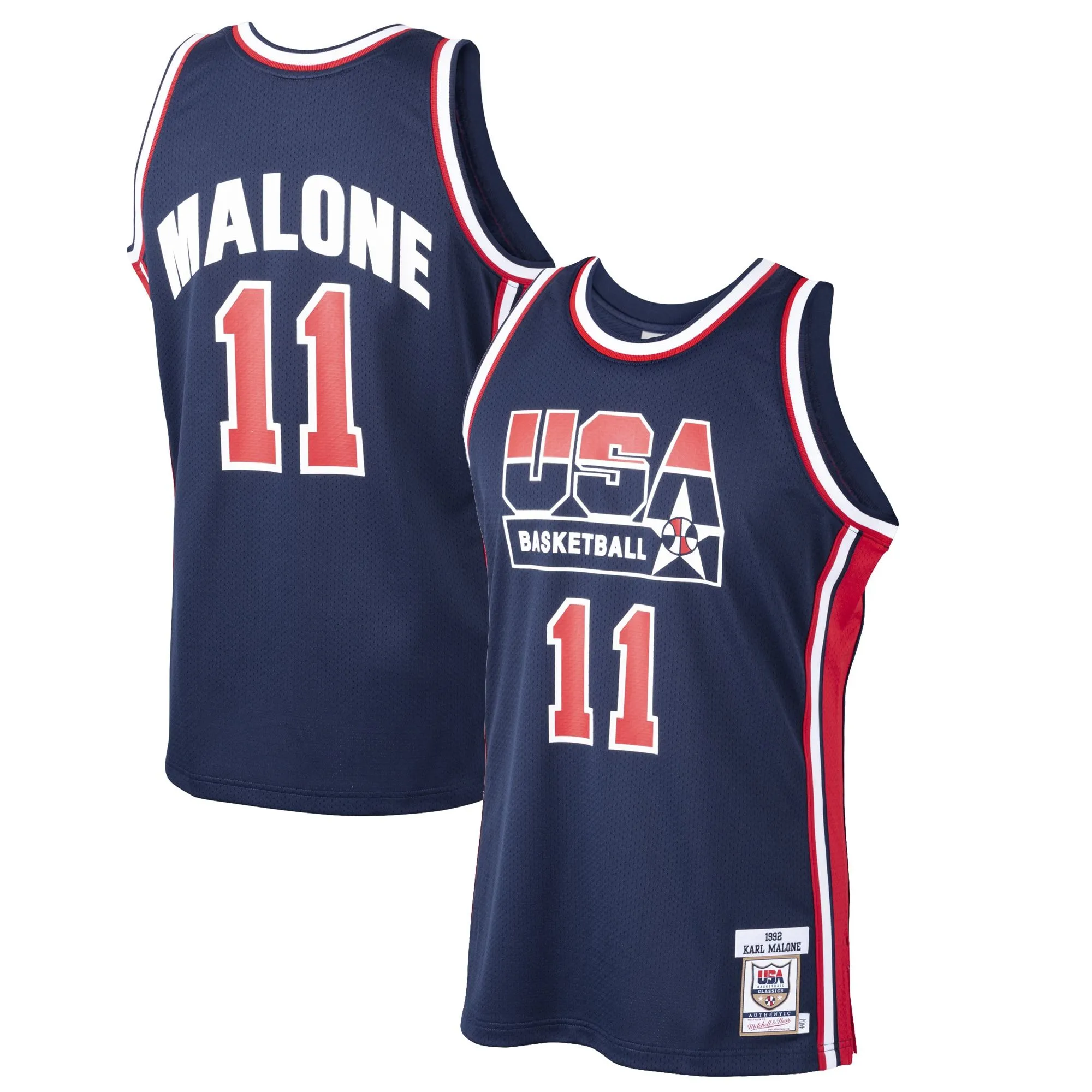 Karl Malone USA Basketball Mitchell & Ness 1992 Dream Team  Jersey - Navy