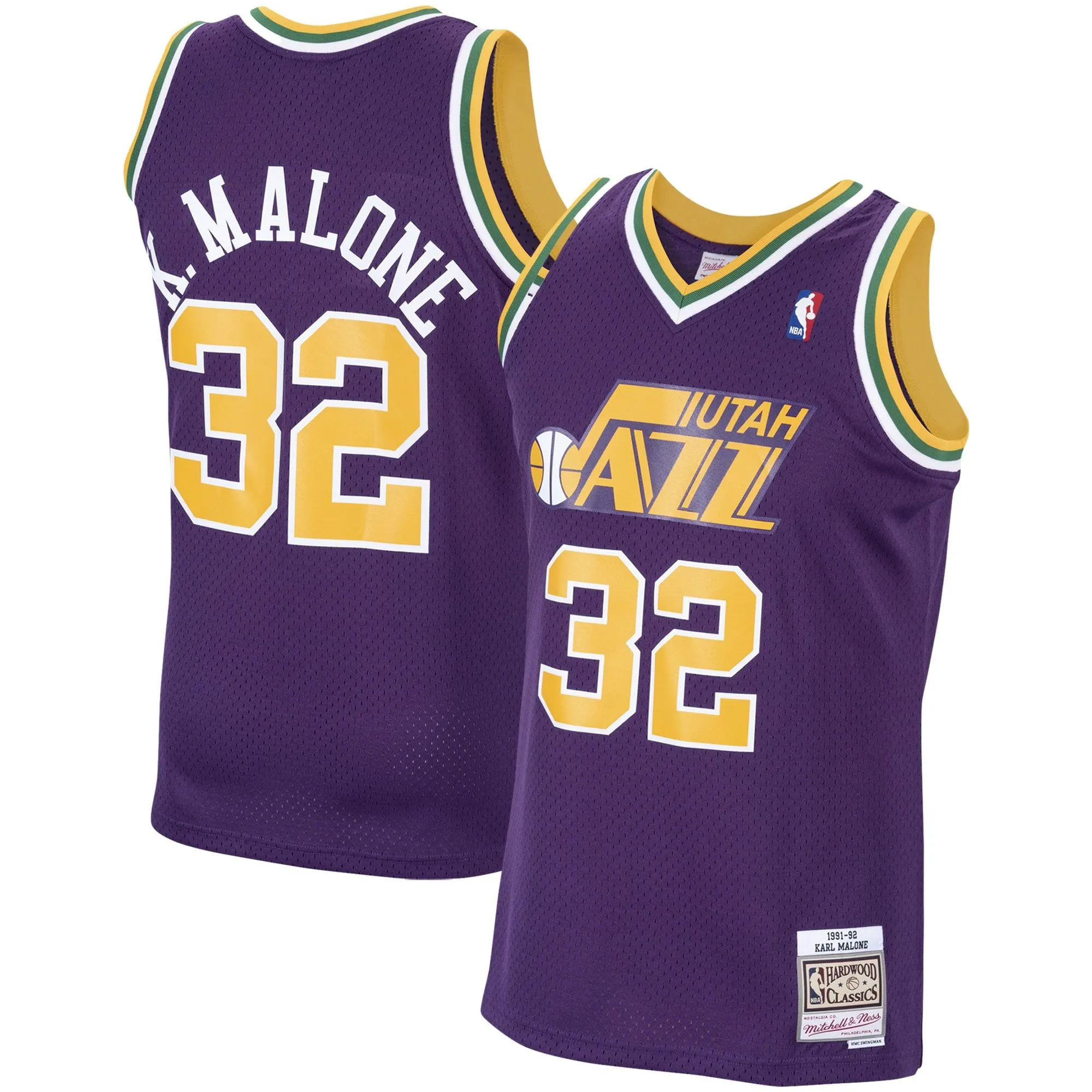 Karl Malone Utah Jazz Mitchell & Ness 1991/92 Hardwood Classics Swingman Jersey - Purple