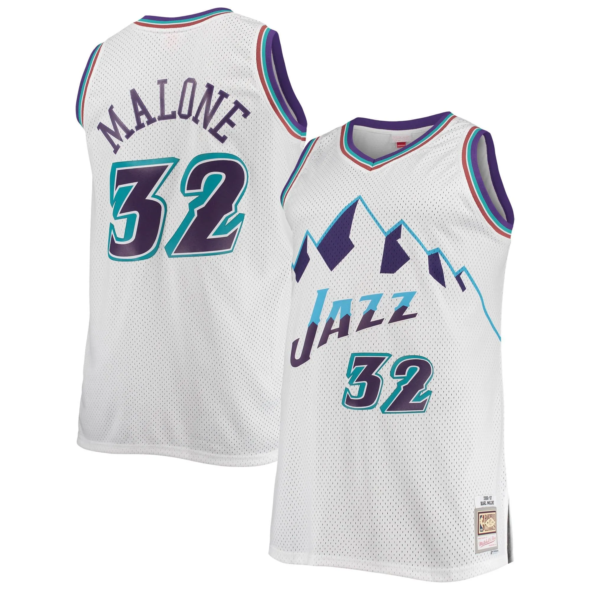 Karl Malone Utah Jazz Mitchell & Ness 1996/97 Big & Tall Hardwood Classics Swingman Jersey - White