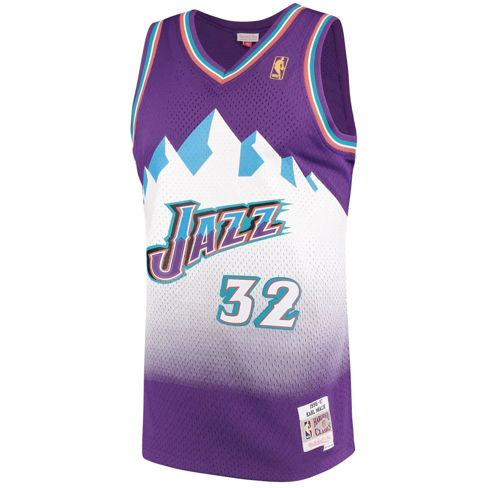 Karl Malone Utah Jazz Mitchell & Ness 1996/97 Hardwood Classics Swingman Jersey - Purple