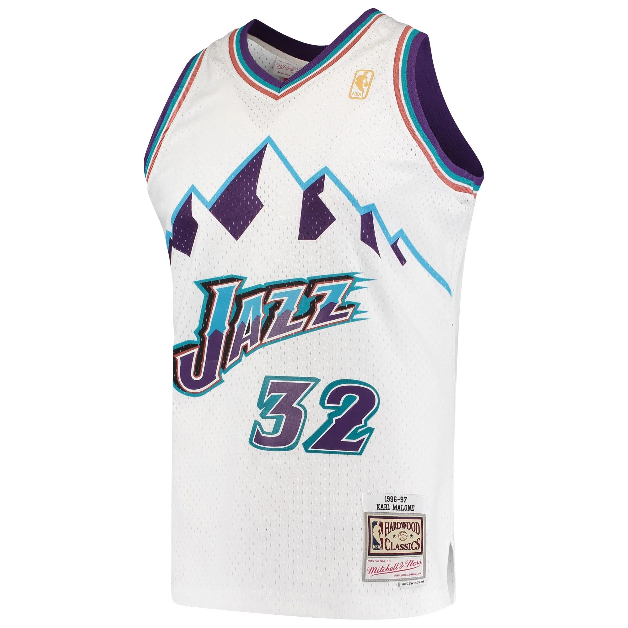 Karl Malone Utah Jazz Mitchell & Ness 1996/97 Hardwood Classics Swingman Jersey - White