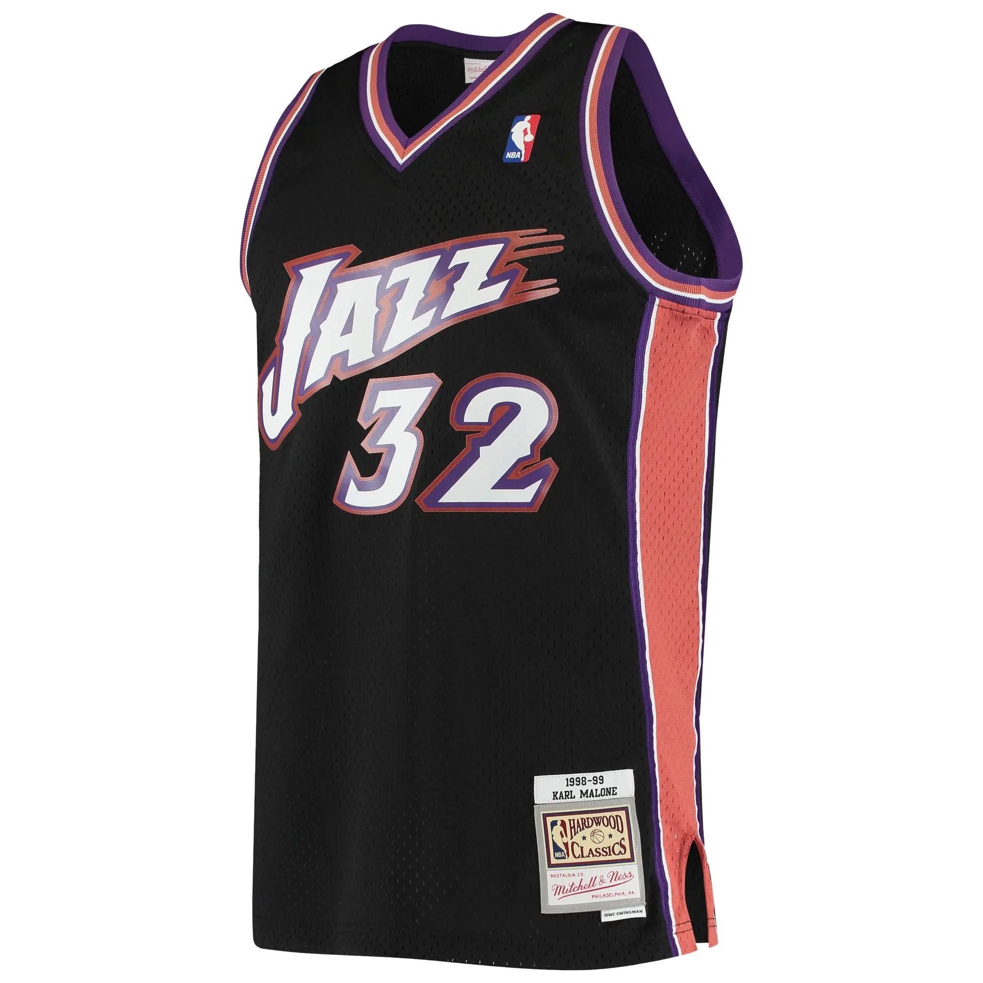 Karl Malone Utah Jazz Mitchell & Ness 2001/02 Hardwood Classics Swingman Jersey - Black