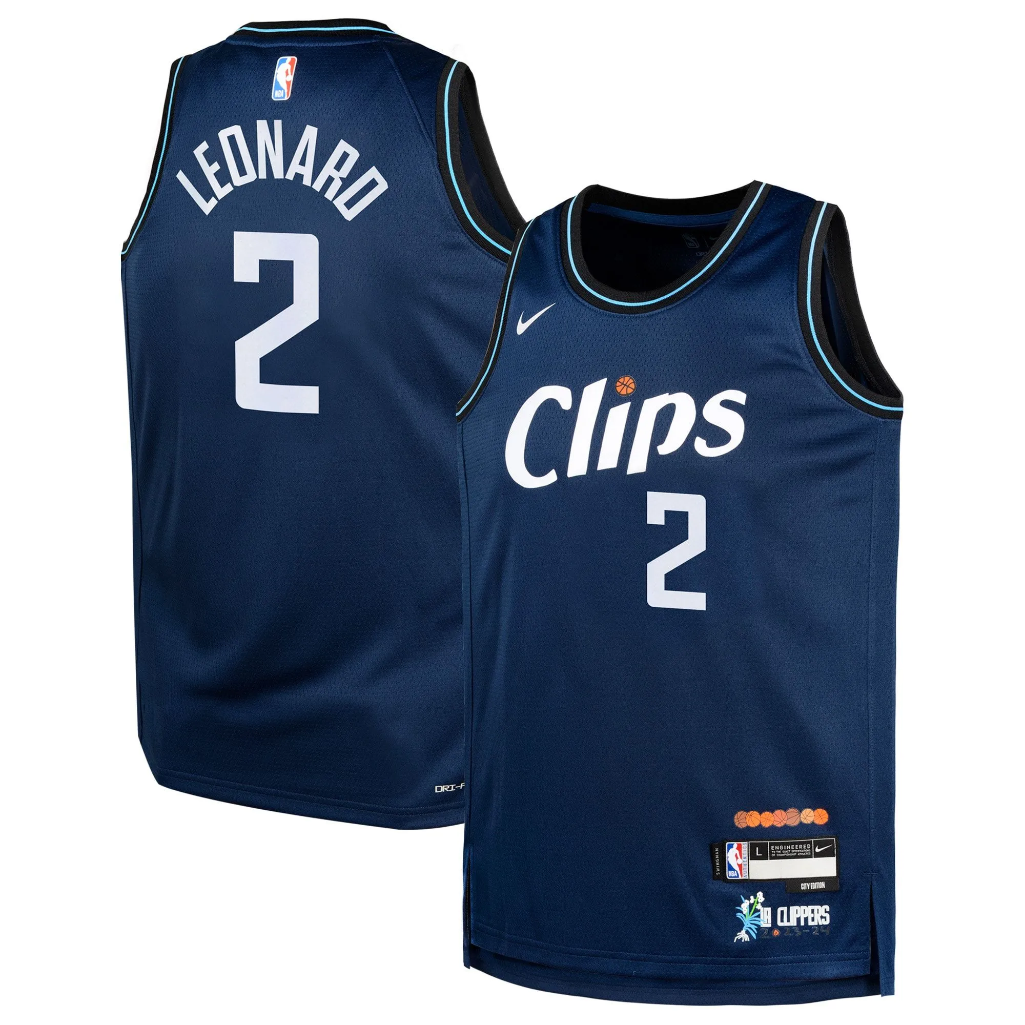 Kawhi Leonard LA Clippers  Youth  Swingman Replica Jersey - City Edition - Navy