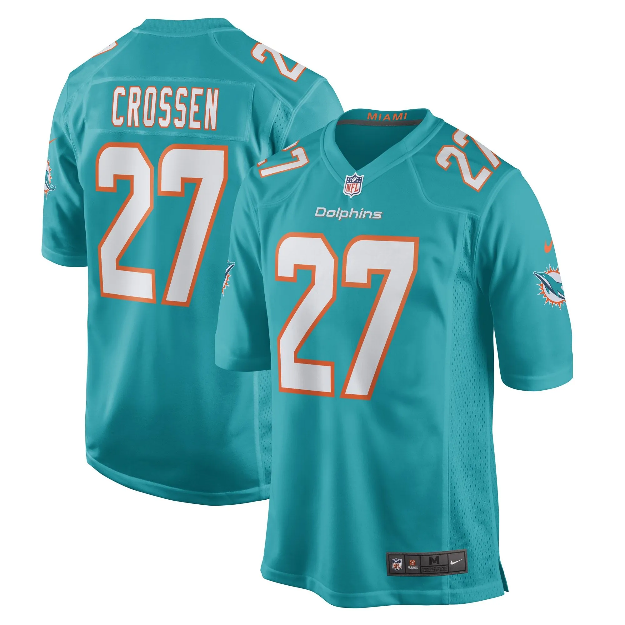 Keion Crossen Miami Dolphins  Game Player Jersey - Aqua