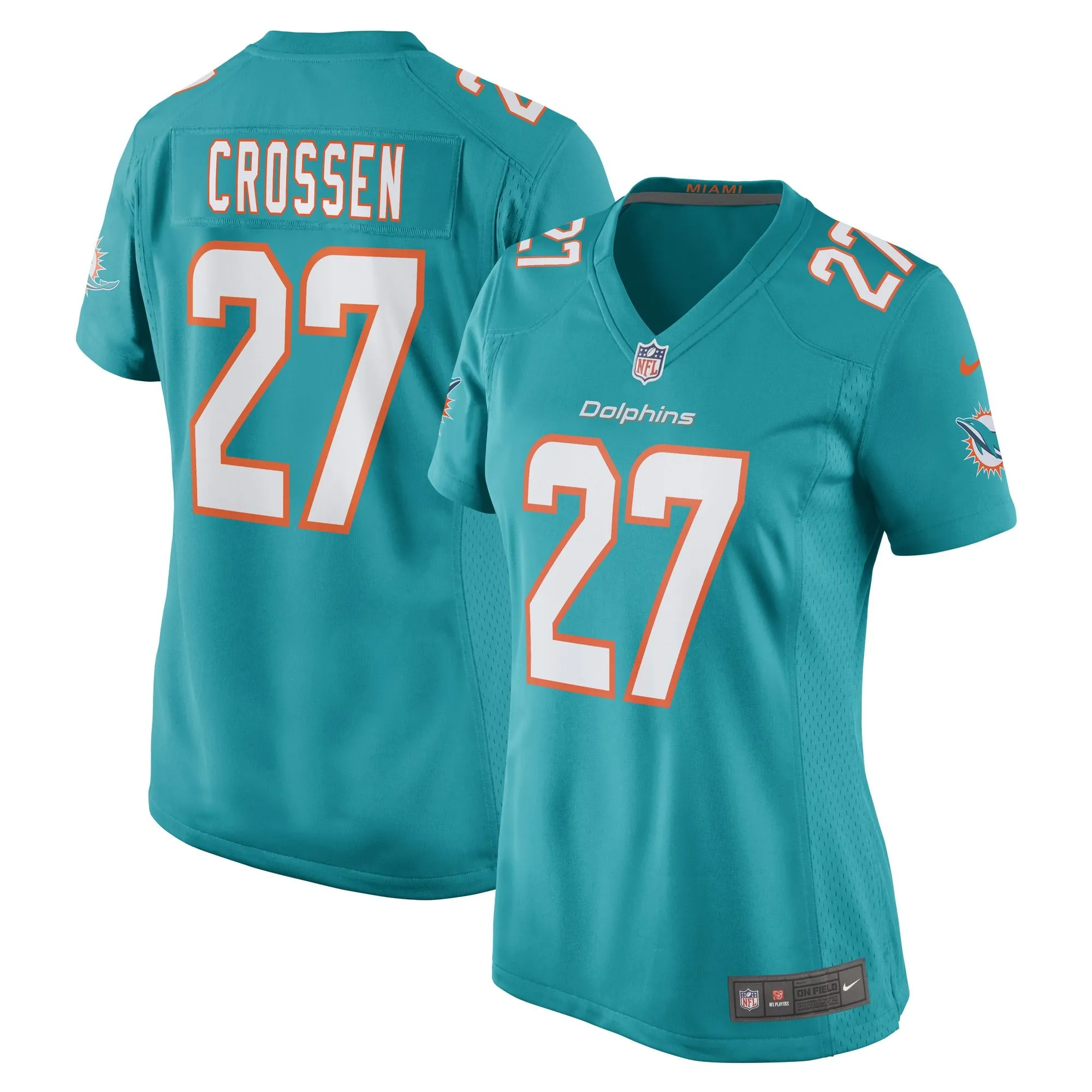 Keion Crossen Miami Dolphins  Women's Game Player Jersey - Aqua