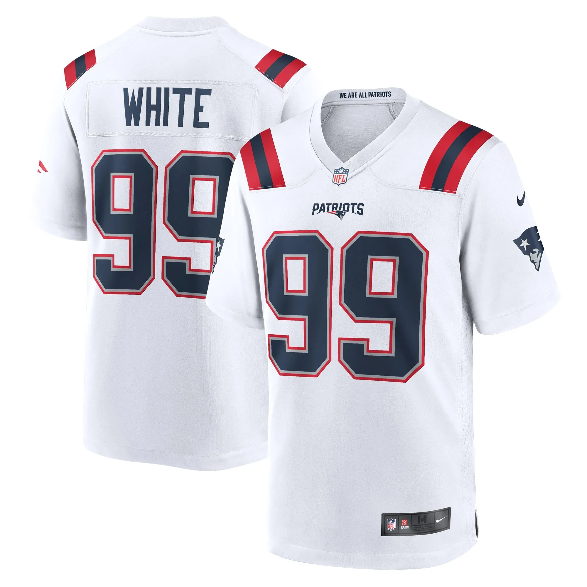 Keion White New England Patriots   Game Jersey -  White