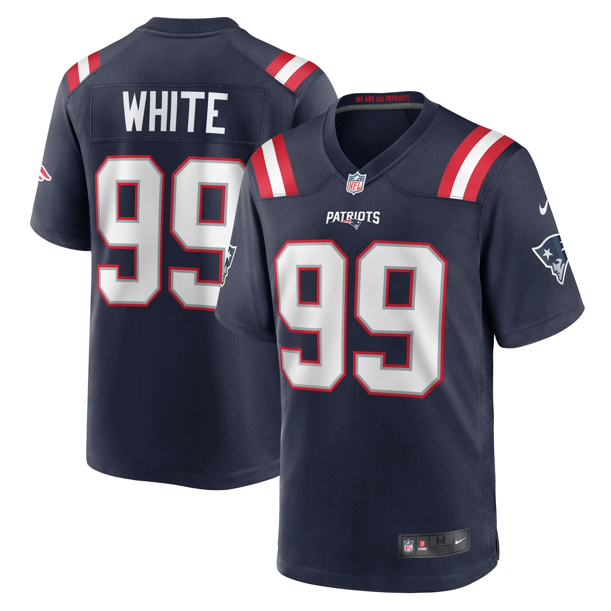 Keion White New England Patriots  Team Game Jersey -  Navy