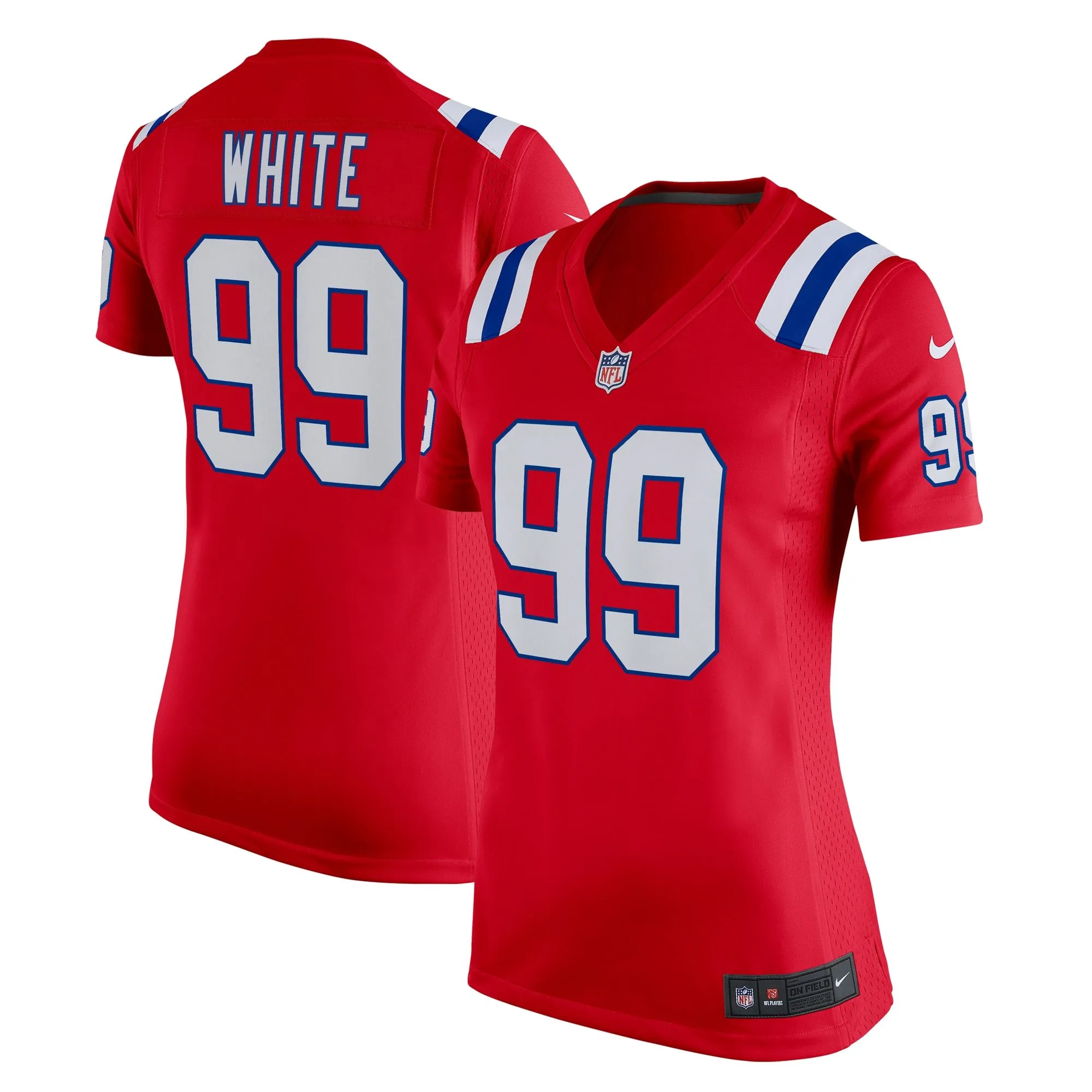 Keion White New England Patriots  Women's Alternate Team Game Jersey - Red