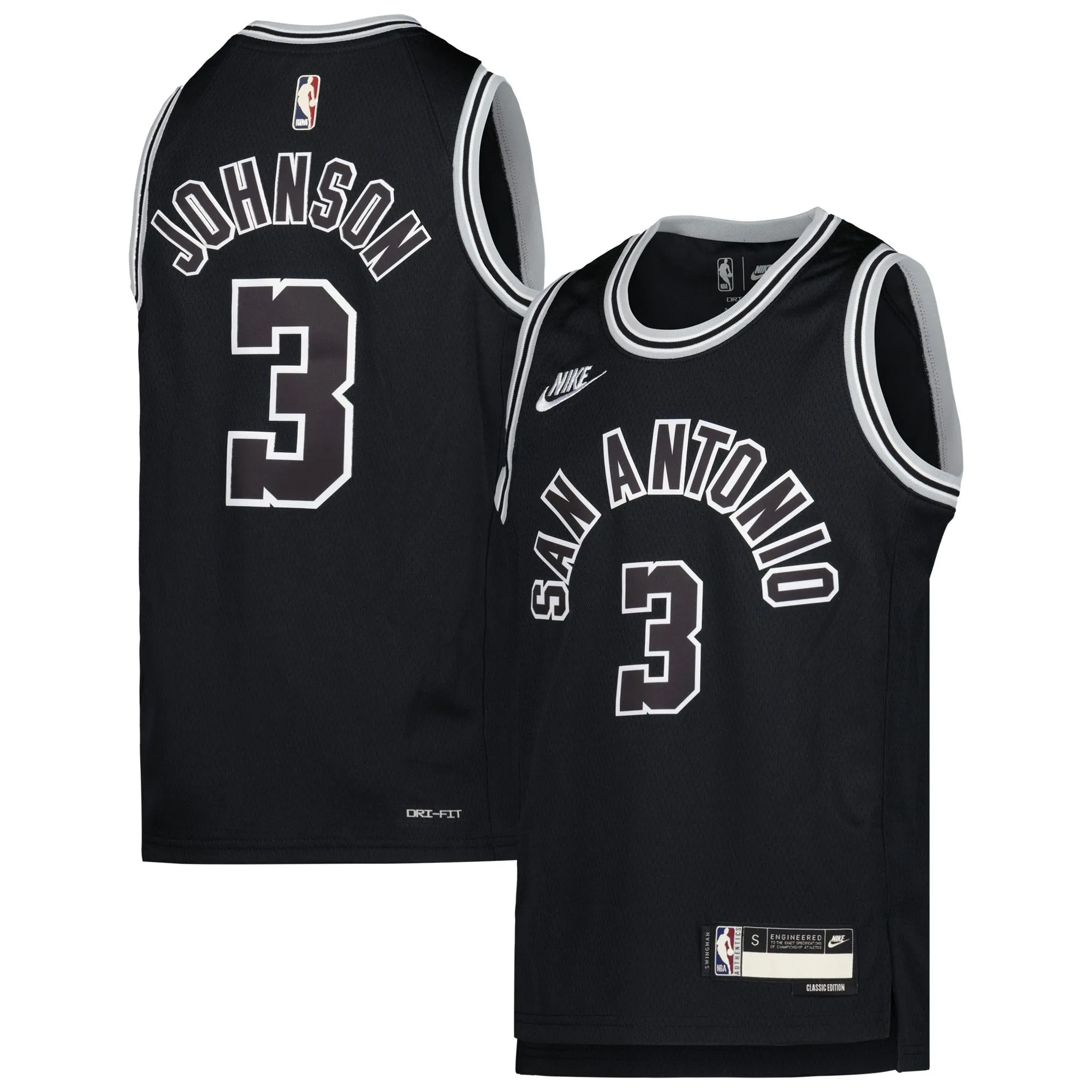 Keldon Johnson San Antonio Spurs  Youth 2022/23 Swingman Jersey - Classic Edition - Black