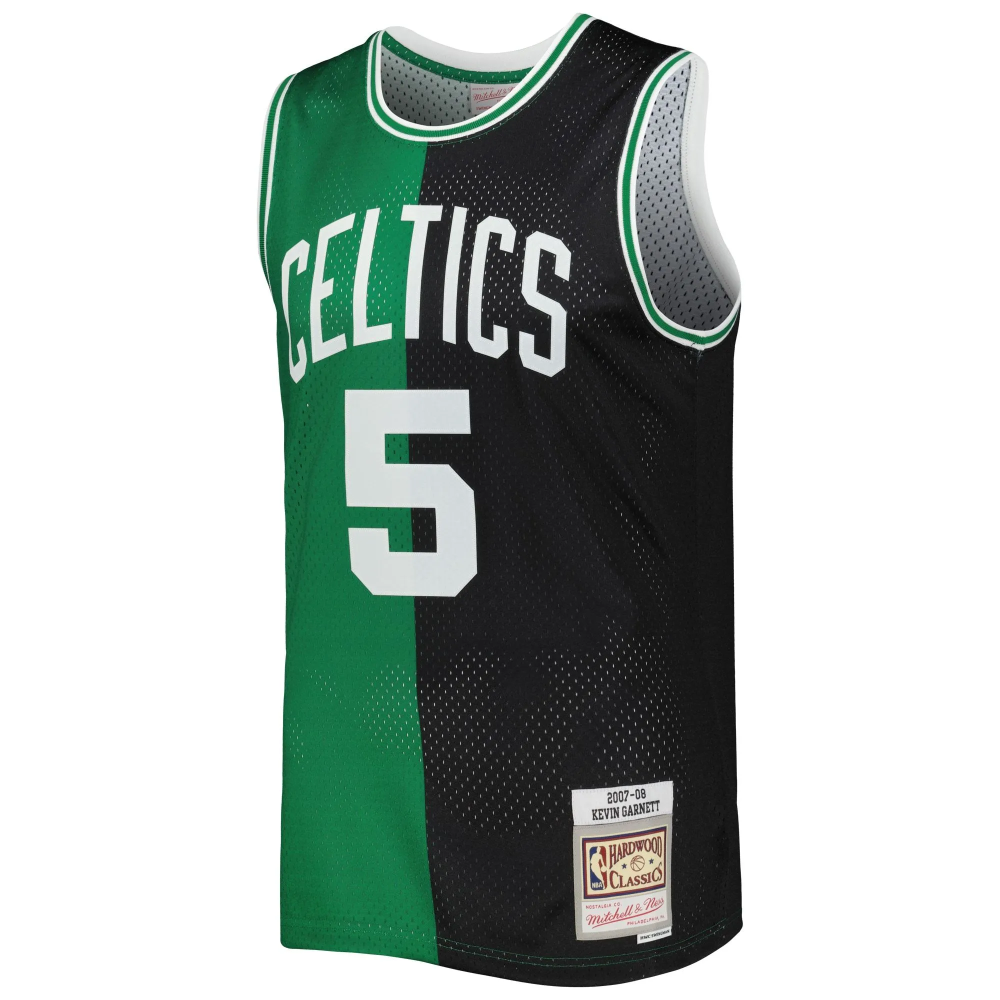 Kevin Garnett Boston Celtics Mitchell & Ness Hardwood Classics 2007/08 Split Swingman Jersey - Black/Kelly Green