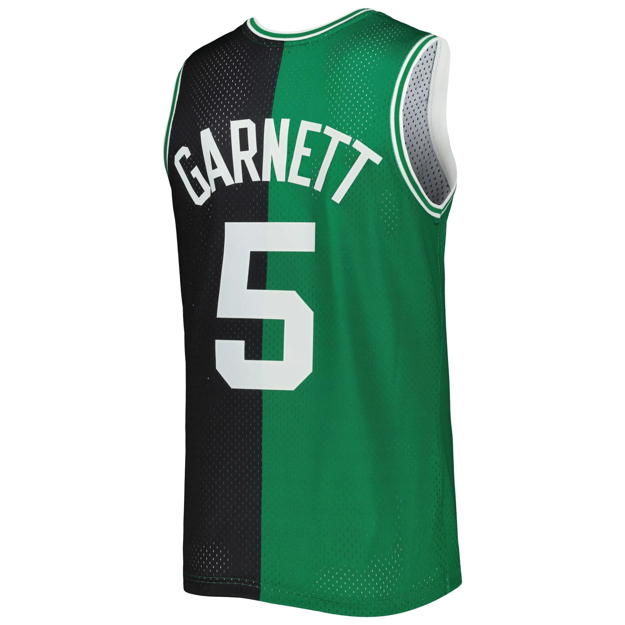 Kevin Garnett Boston Celtics Mitchell & Ness Hardwood Classics 2007/08 Split Swingman Jersey - Black/Kelly Green