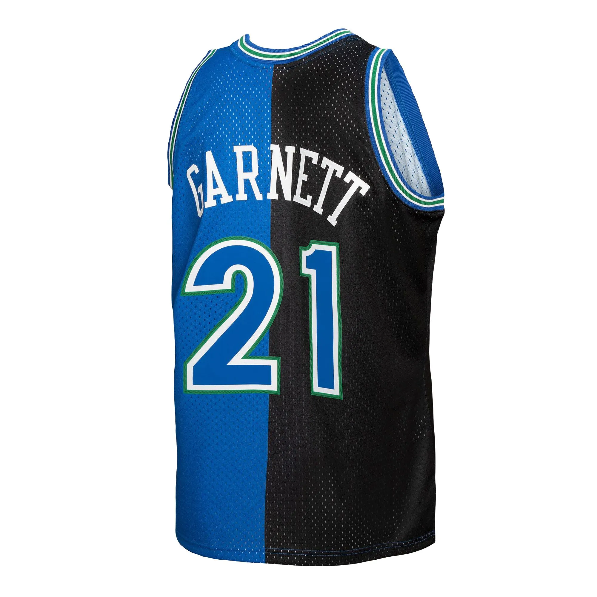 Kevin Garnett Minnesota Timberwolves Mitchell & Ness Hardwood Classics 1995/96 Split Swingman Jersey - Black/Blue