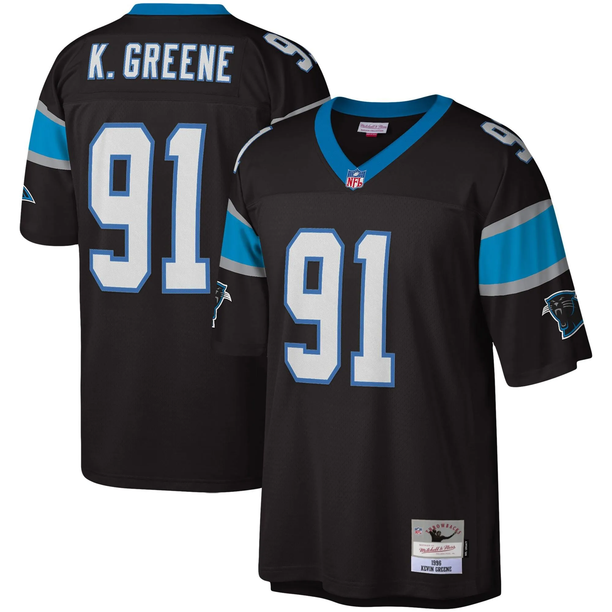 Kevin Greene Carolina Panthers Mitchell & Ness Big & Tall 1996 Retired Player Replica Jersey - Black