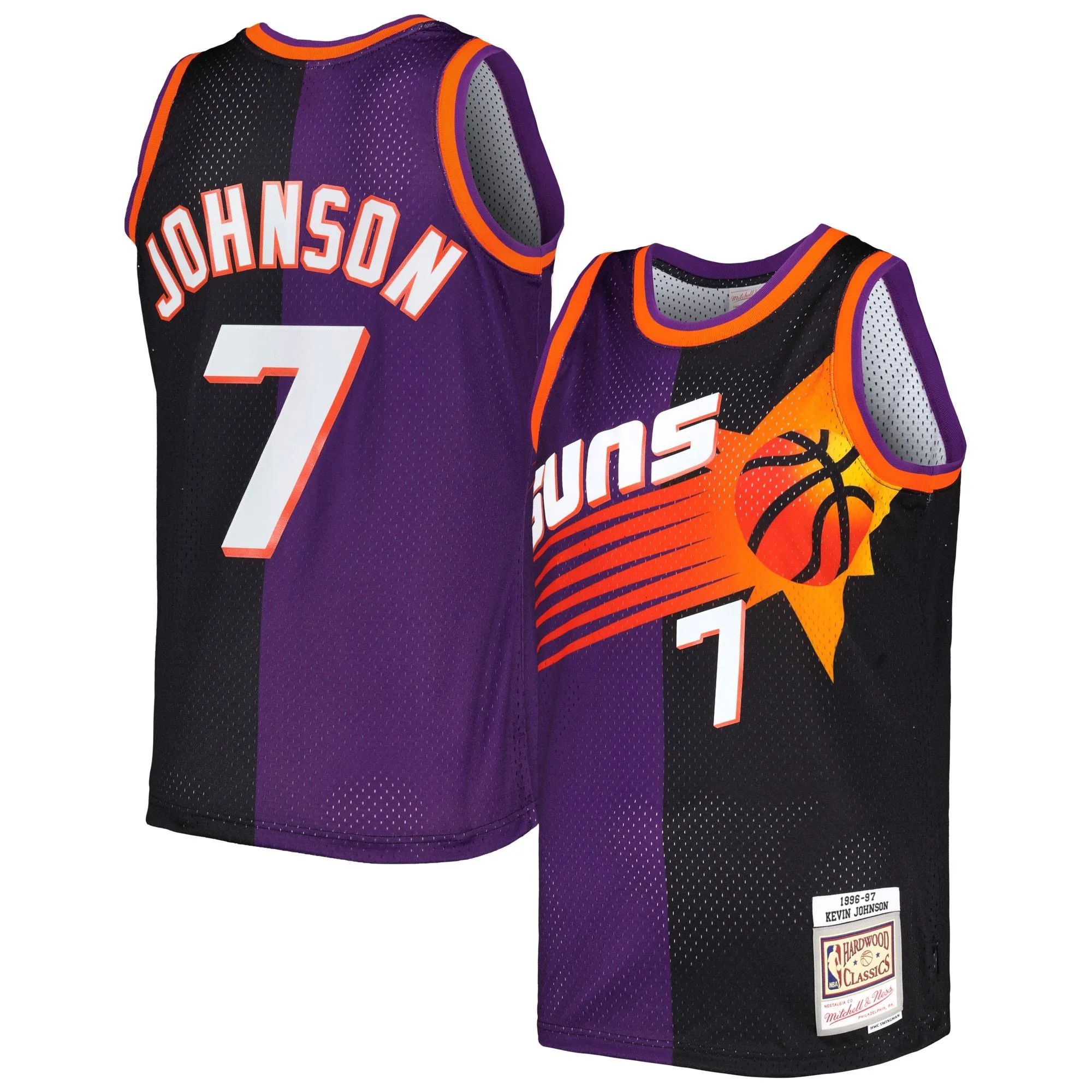 Kevin Johnson Phoenix Suns Mitchell & Ness Hardwood Classics 1996/97 Split Swingman Jersey - Purple/Black