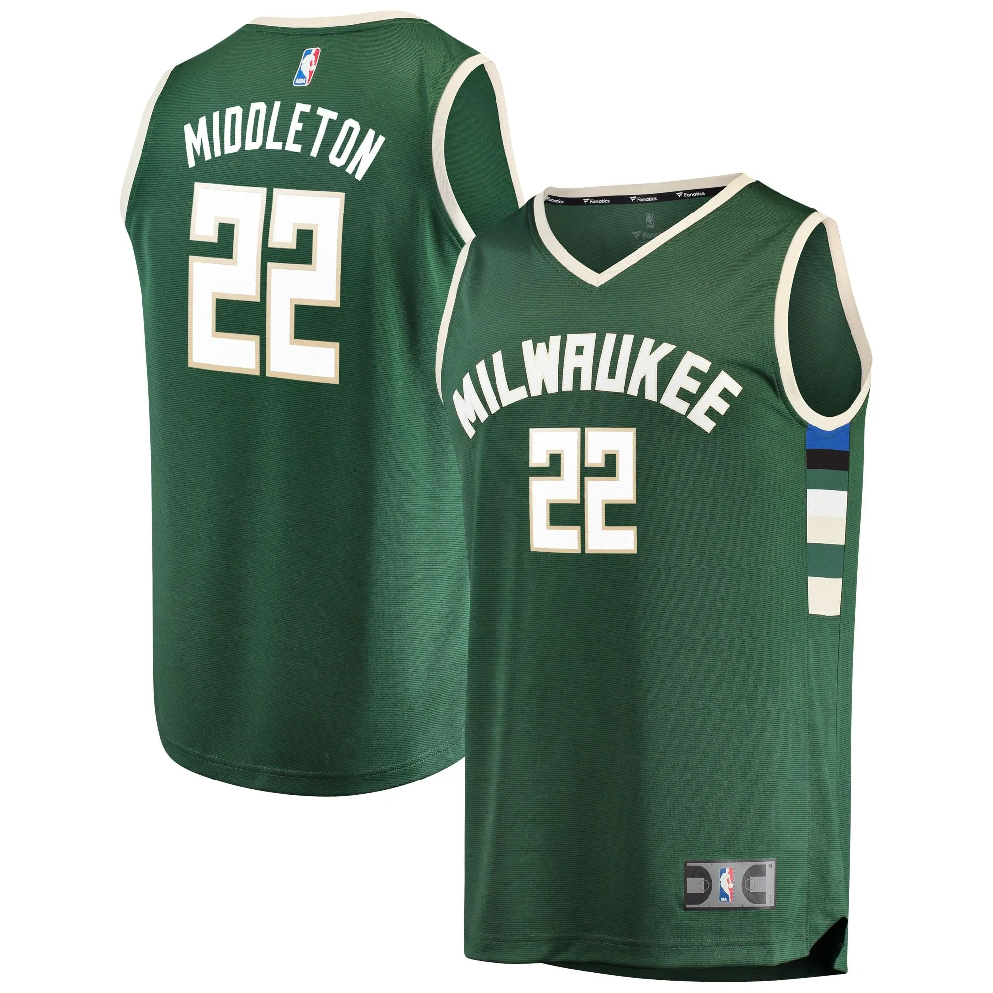 Khris Middleton Milwaukee Bucks Fanatics Branded Youth Fast Break Player Jersey Green - Icon Edition