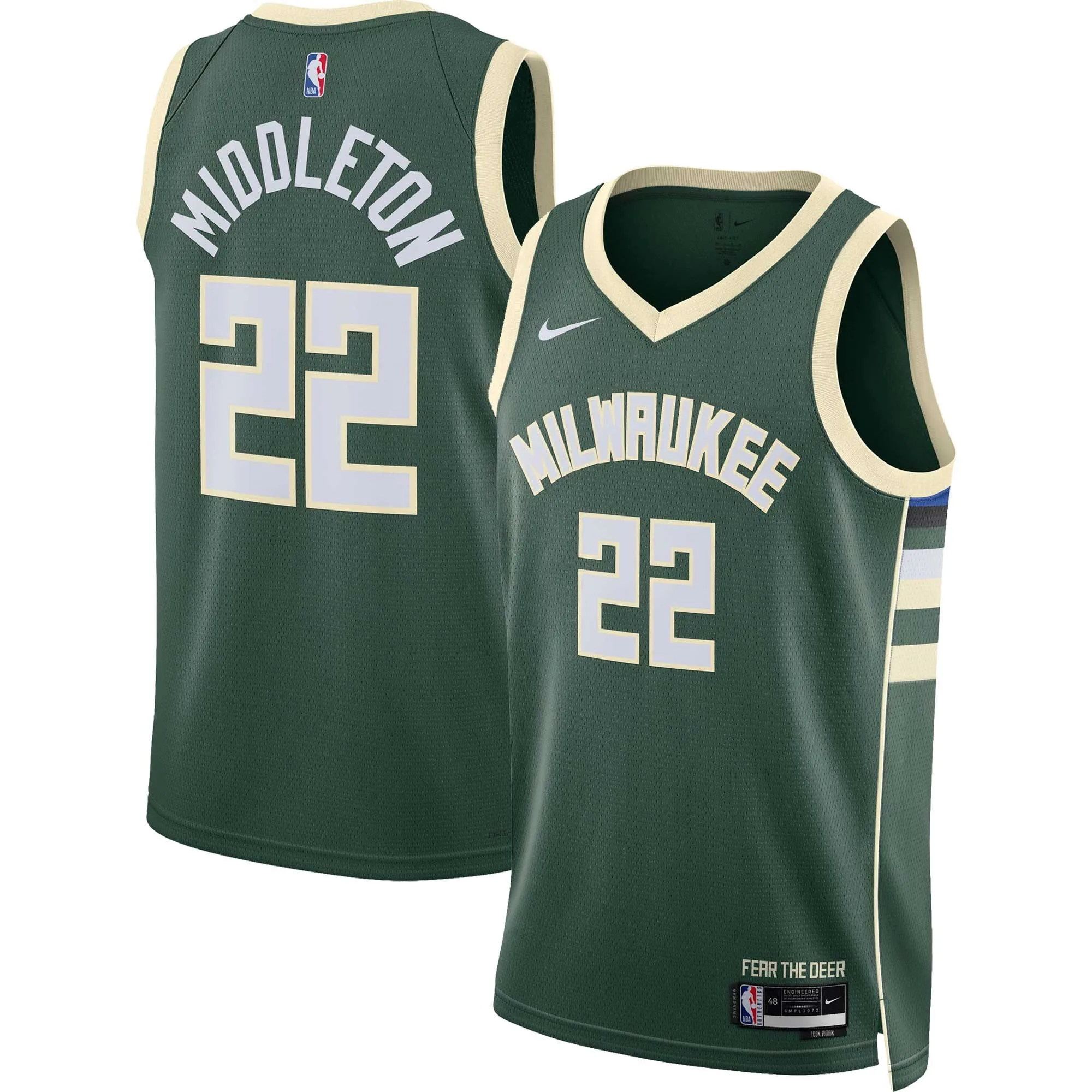 Khris Middleton Milwaukee Bucks  Unisex Swingman Jersey - Icon Edition - Hunter Green