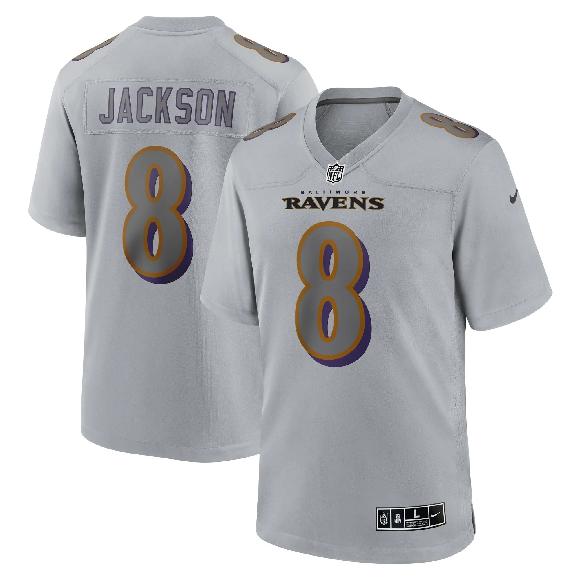 Lamar Jackson Baltimore Ravens  Atmosphere Fashion Game Jersey - Gray