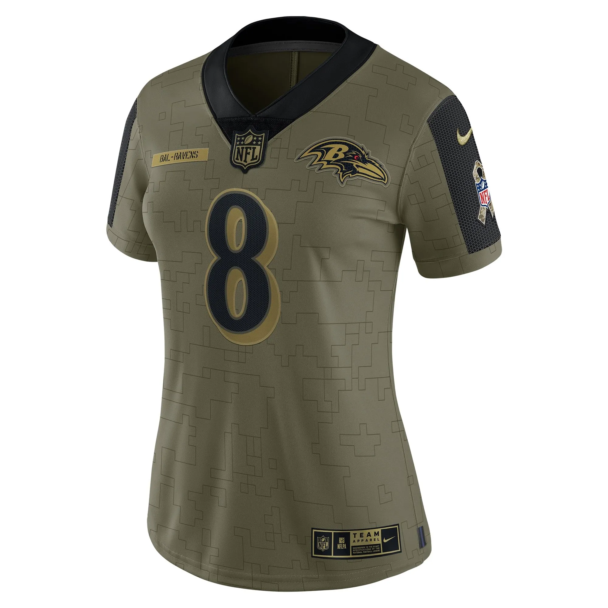 Lamar Jackson Baltimore Ravens  Women's 2021 Salute To Service Limited Player Jersey - Olive