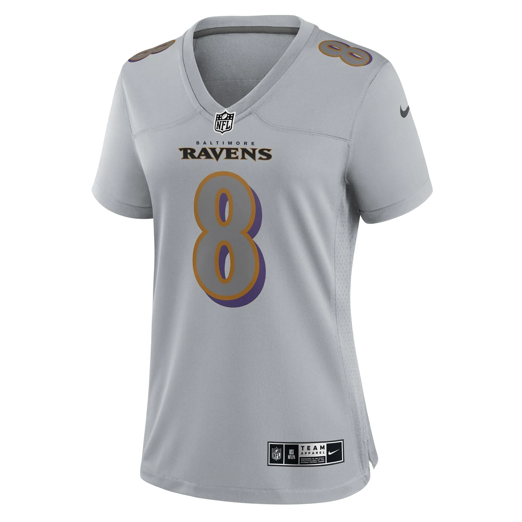 Lamar Jackson Baltimore Ravens  Women's Atmosphere Fashion Game Jersey - Gray