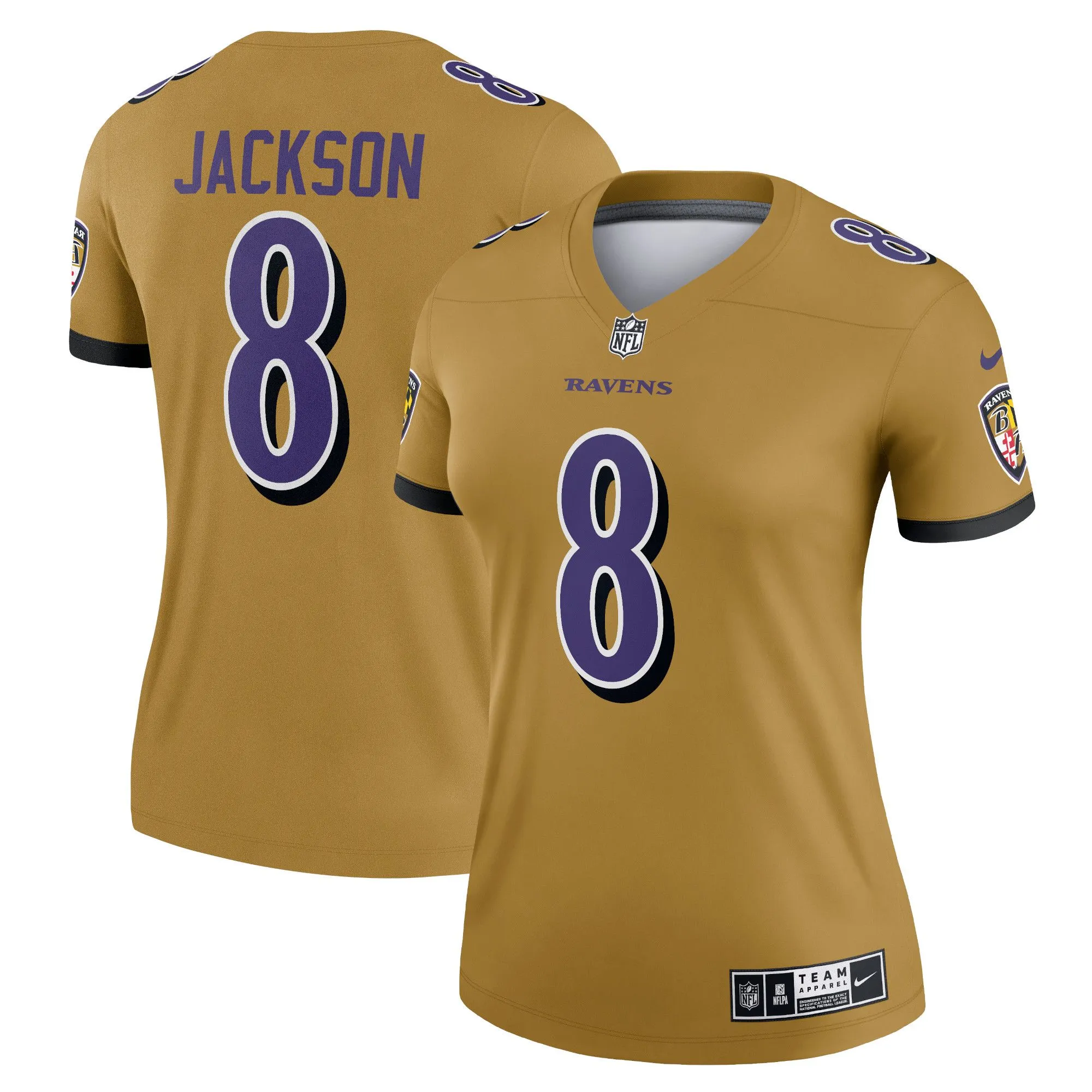 Lamar Jackson Baltimore Ravens  Women's Inverted Legend Jersey - Gold