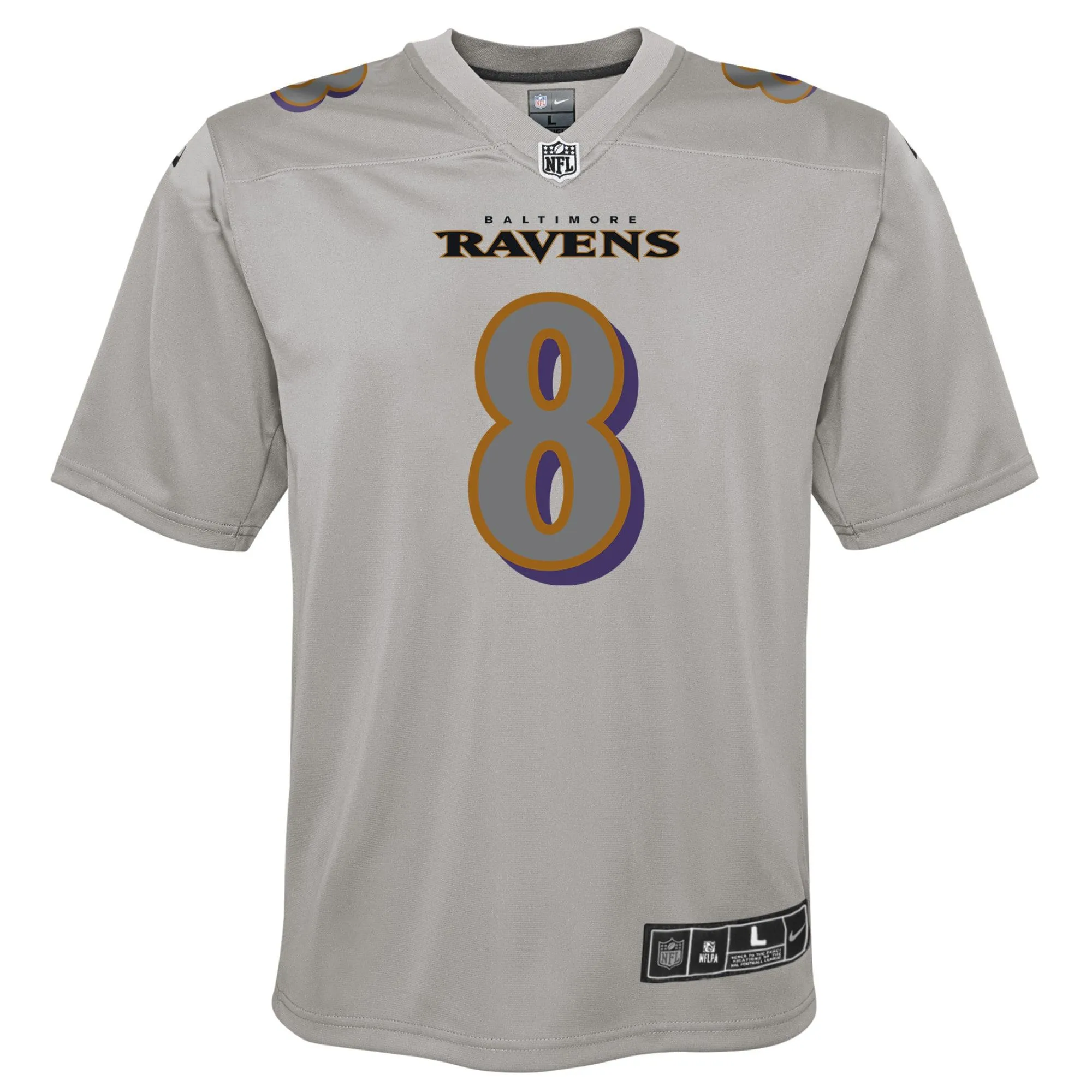 Lamar Jackson Baltimore Ravens  Youth Atmosphere Fashion Game Jersey - Gray