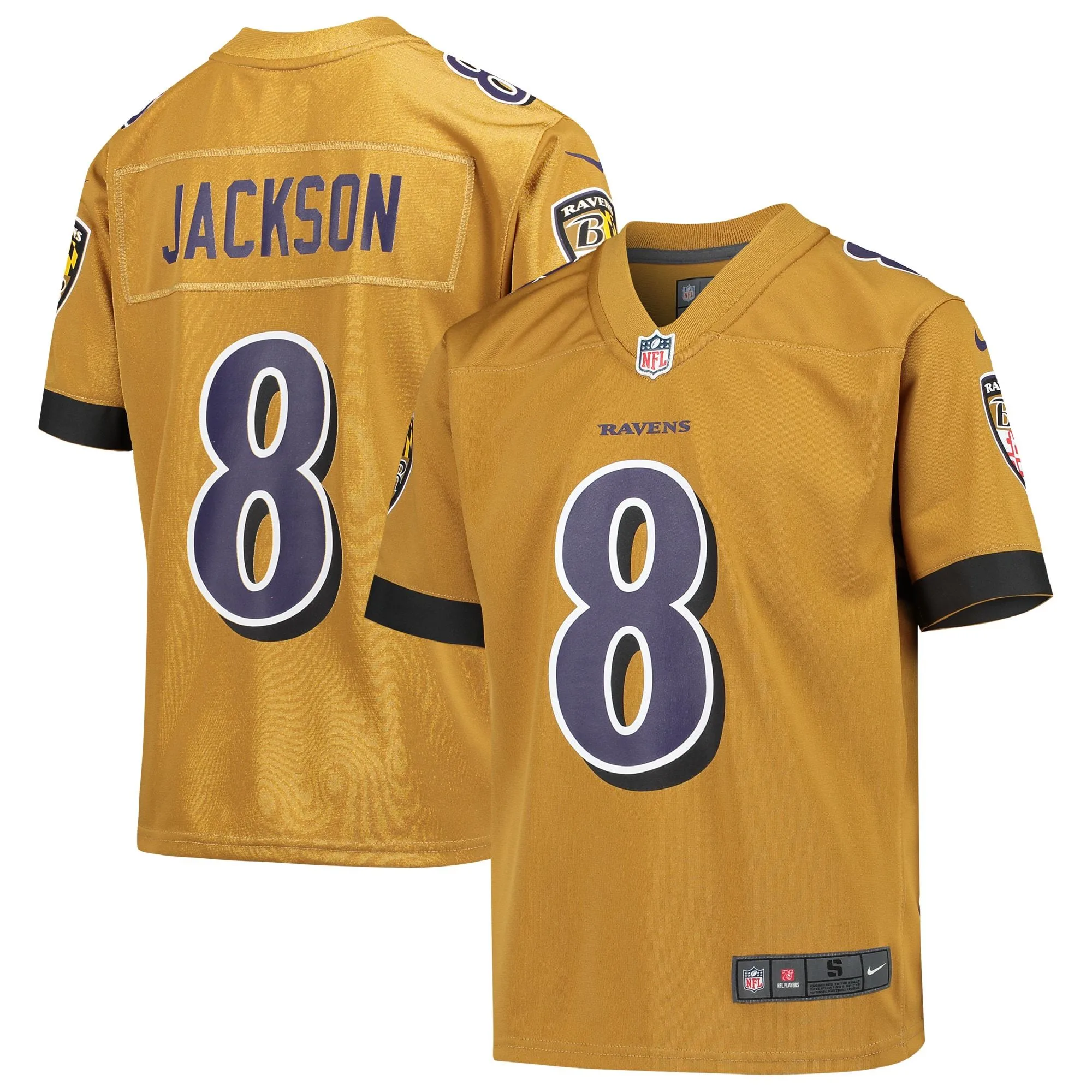 Lamar Jackson Baltimore Ravens  Youth Inverted Game Jersey - Gold