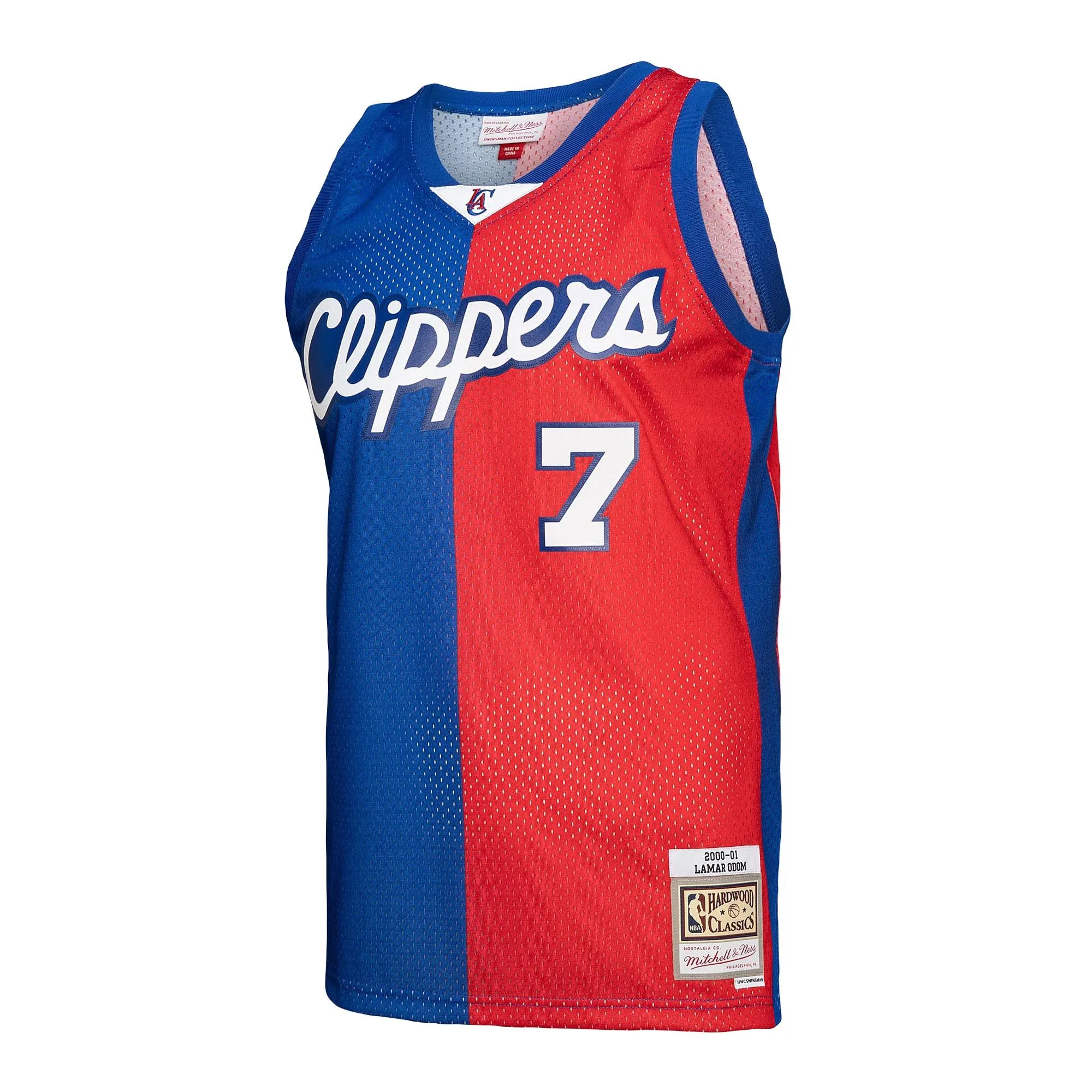 Lamar Odom LA Clippers Mitchell & Ness Hardwood Classics 2000/01 Split Swingman Jersey - Royal/Red