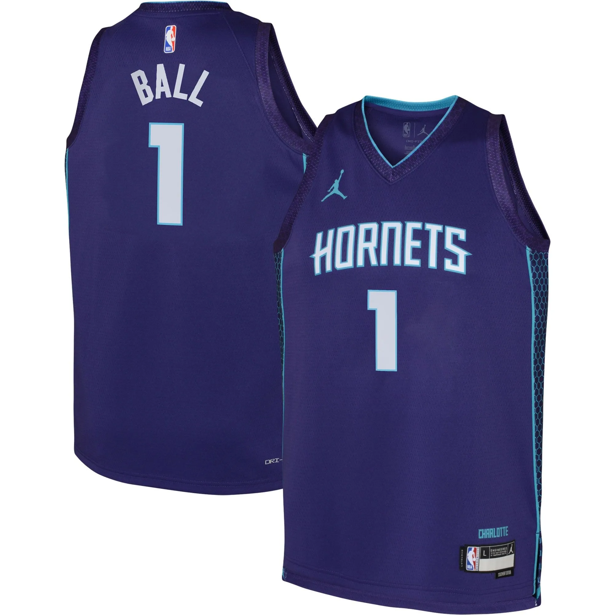 LaMelo Ball Charlotte Hornets Jordan Brand Youth Swingman Jersey - Statement Edition - Purple