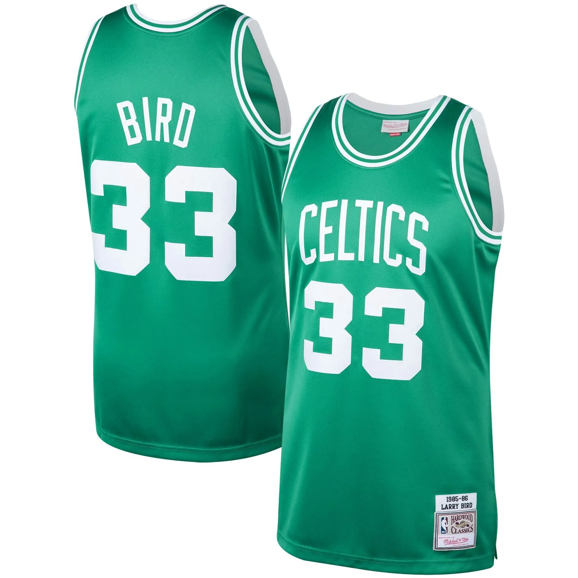 Larry Bird Boston Celtics Mitchell & Ness 1985/86 Hardwood Classics  Jersey - Kelly Green