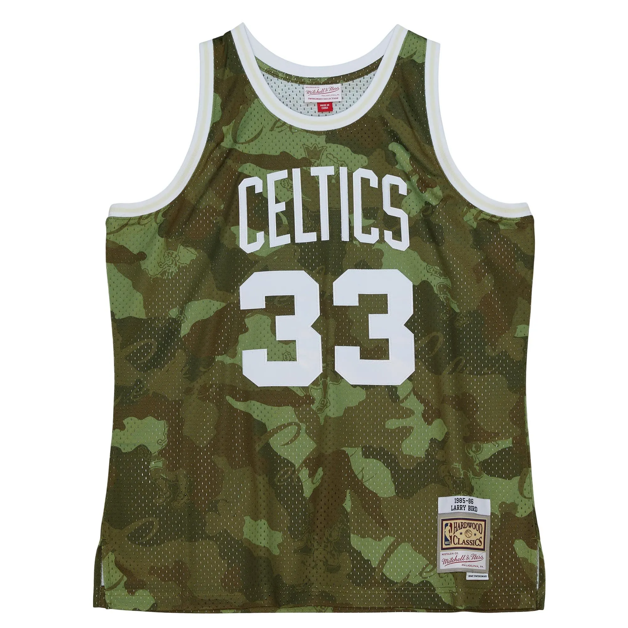 Larry Bird Boston Celtics Mitchell & Ness Hardwood Classics 1985/86 Ghost Green Swingman Jersey - Camo