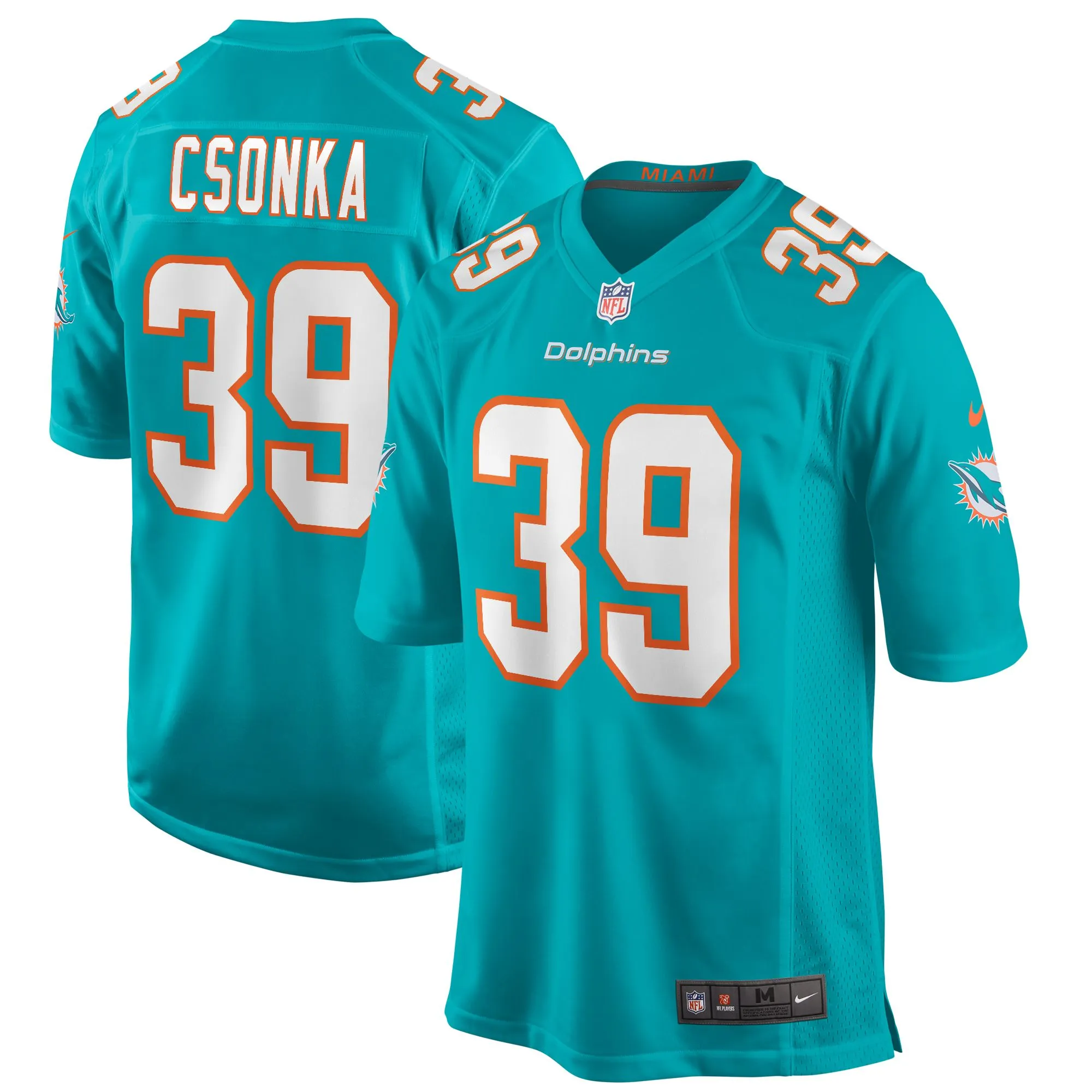 Larry Csonka Miami Dolphins  Game Retired Player Jersey - Aqua